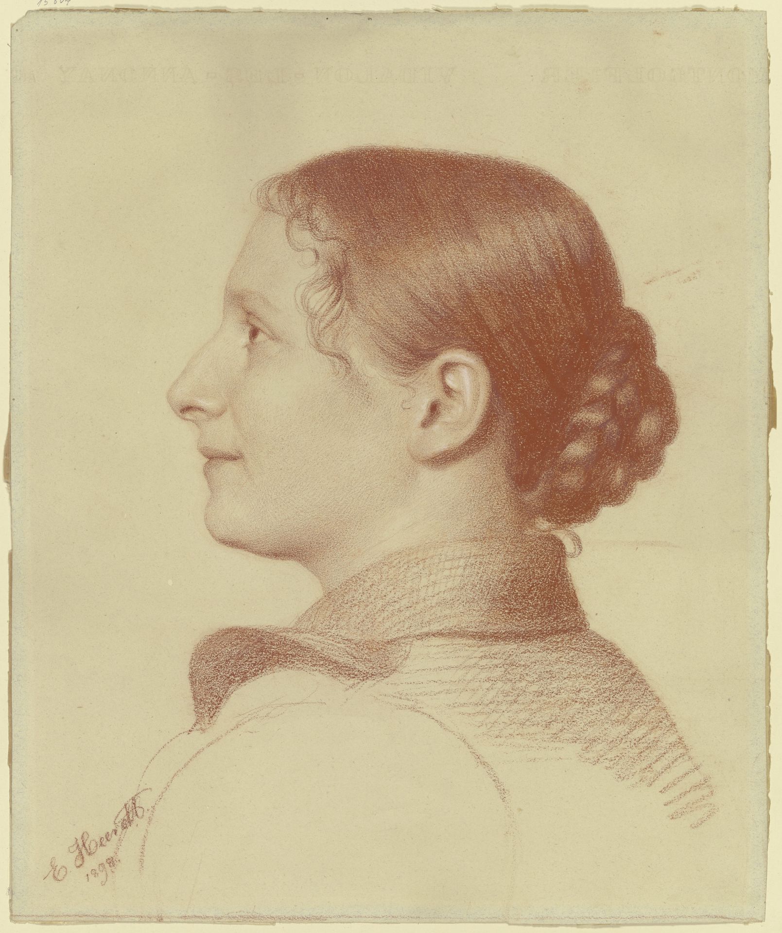 Bildnis einer Frau im Profil (Bildnis des Fräulein Irma Müller-Krämer) by Emma Heerdt
