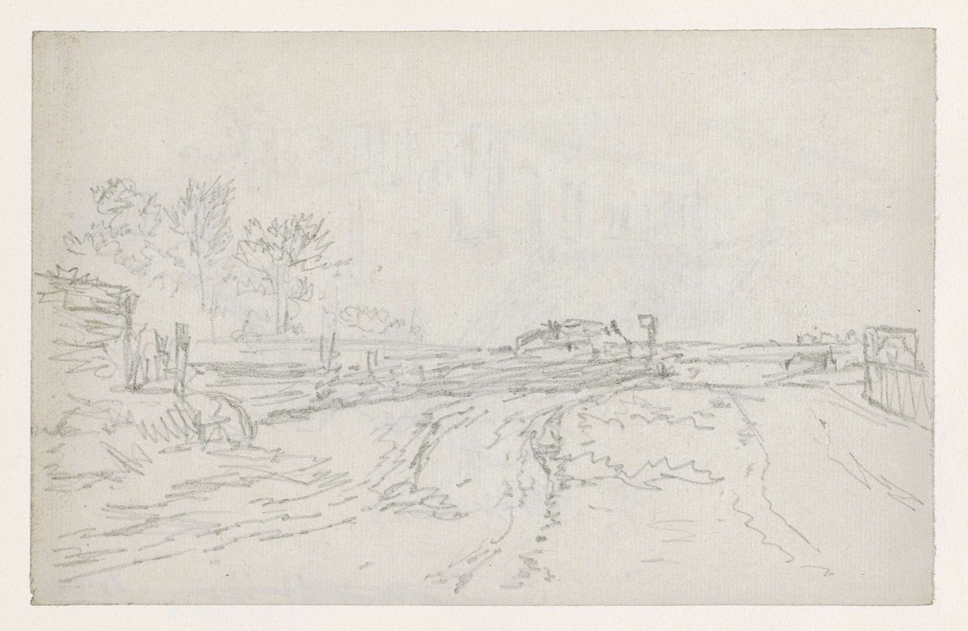 Zandige weg met enkele boerderijen by Georges Michel