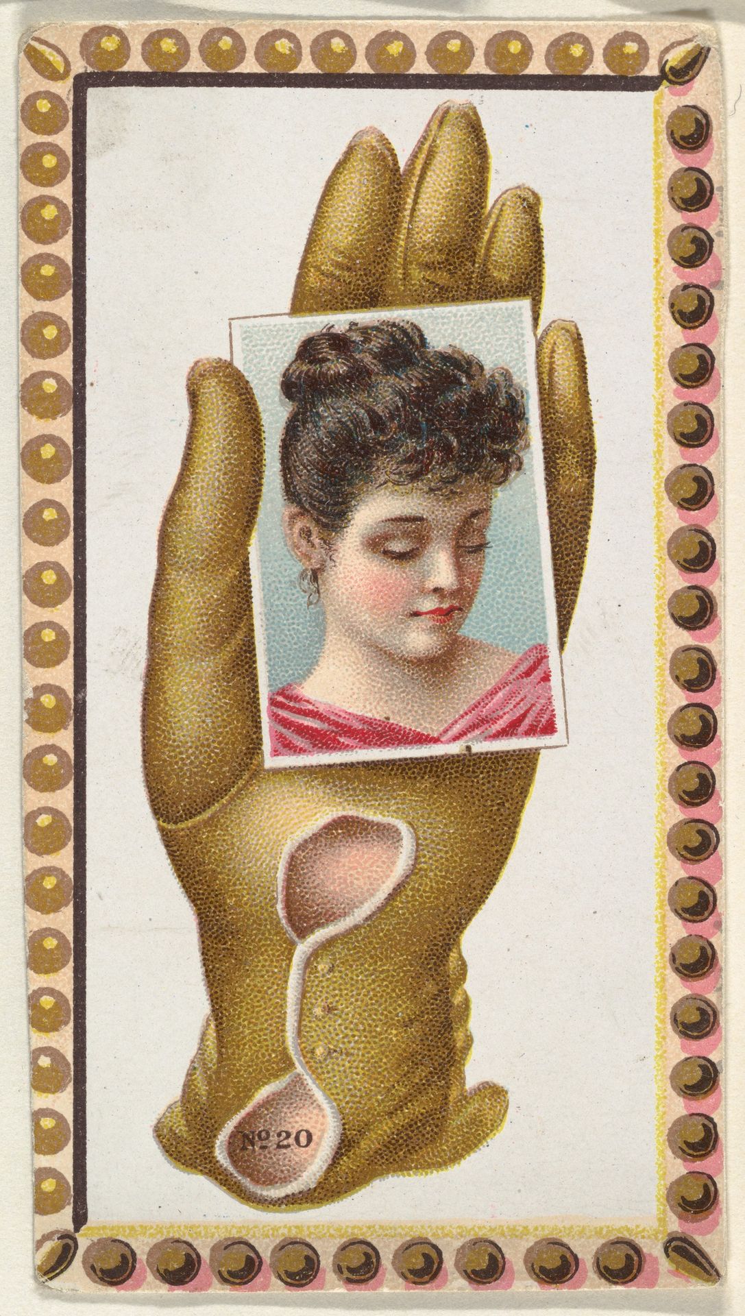 Card Number 20, cut-out from banner advertising the Opera Gloves series (G29) for Allen & Ginter Cigarettes by Allen & Ginter