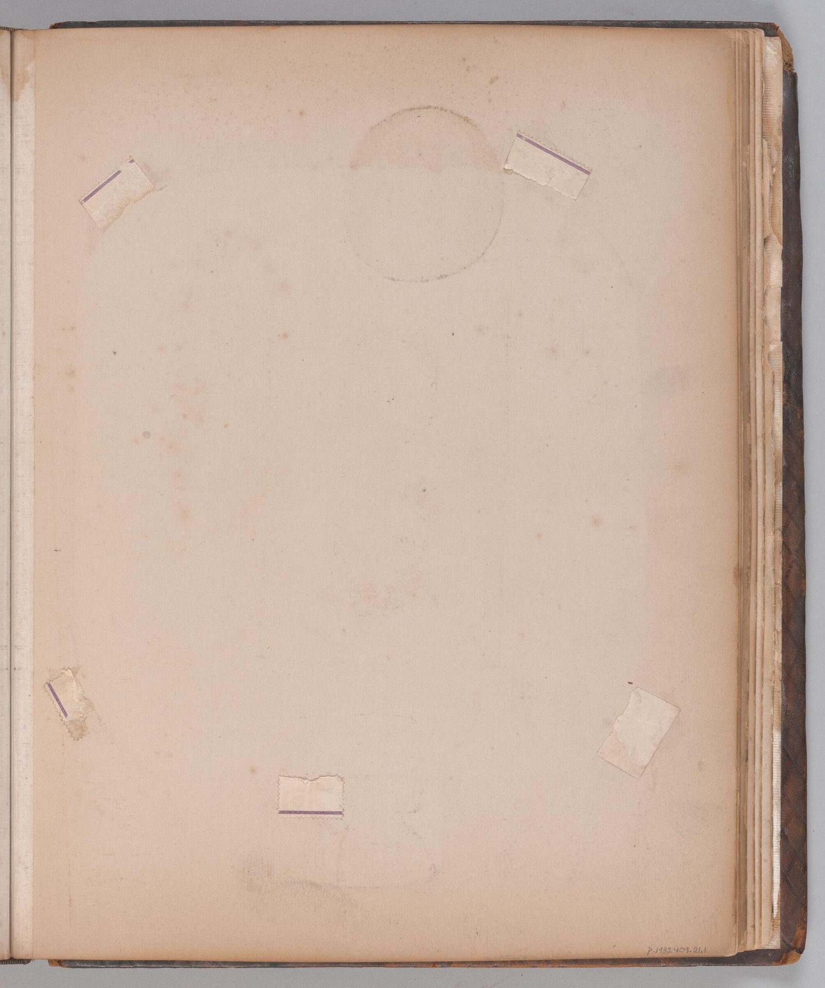 Untitled (blank album page with paper tape to indicate where the had been placed) by Frederica Louisa Bayly