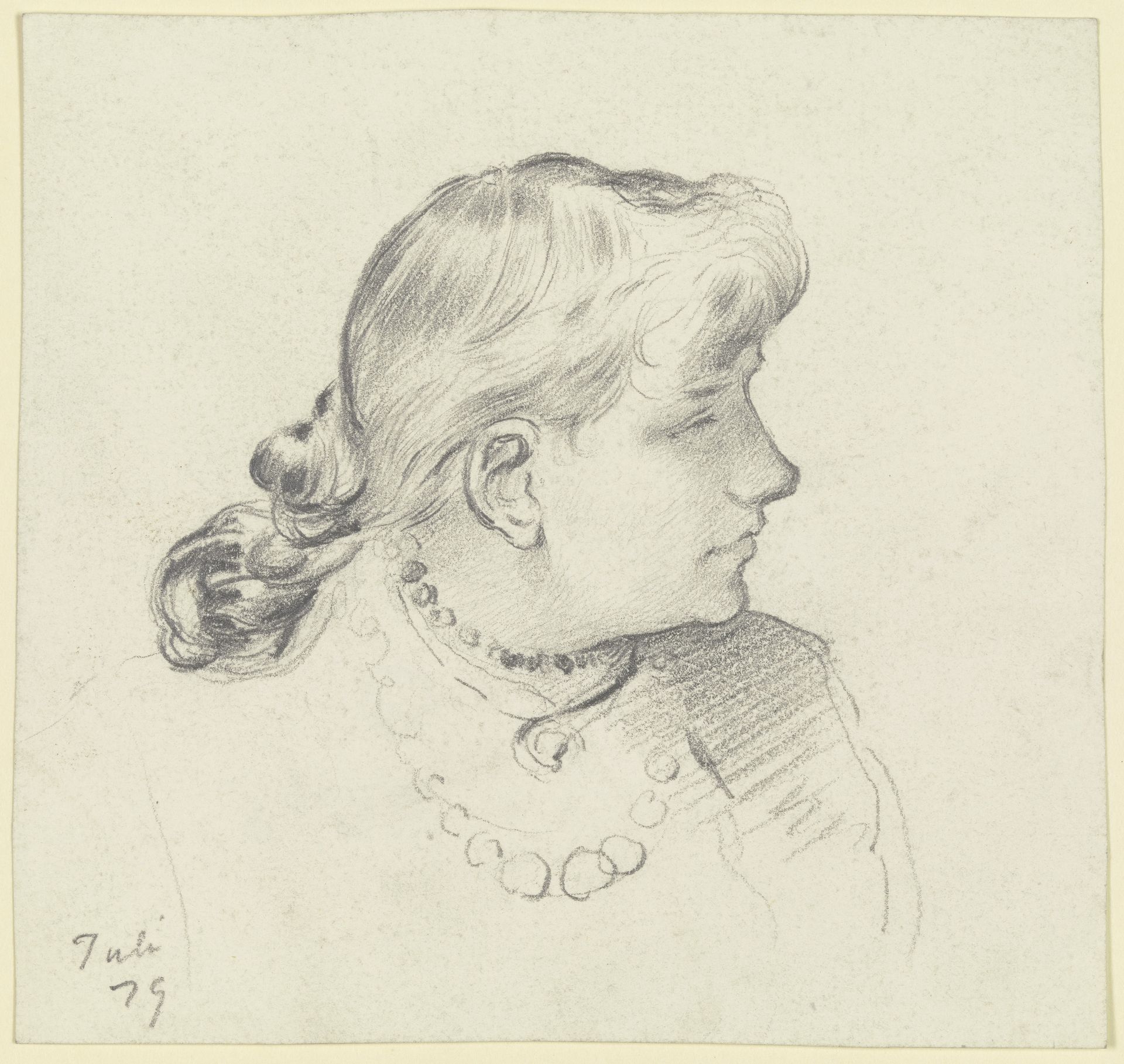 Girl's head in the profile by Otto Scholderer