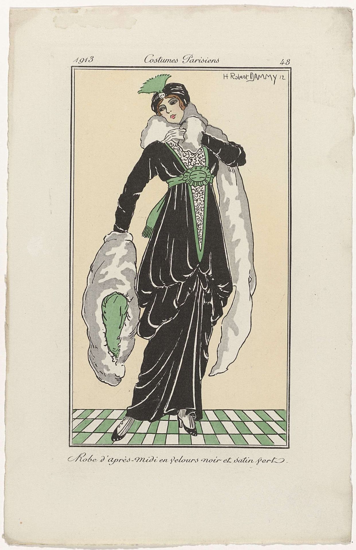 Journal des Dames et des Modes, Costumes Parisiens, 1913, No. 48 : Robe d'aprés-mid (...) by H. Robert Dammy