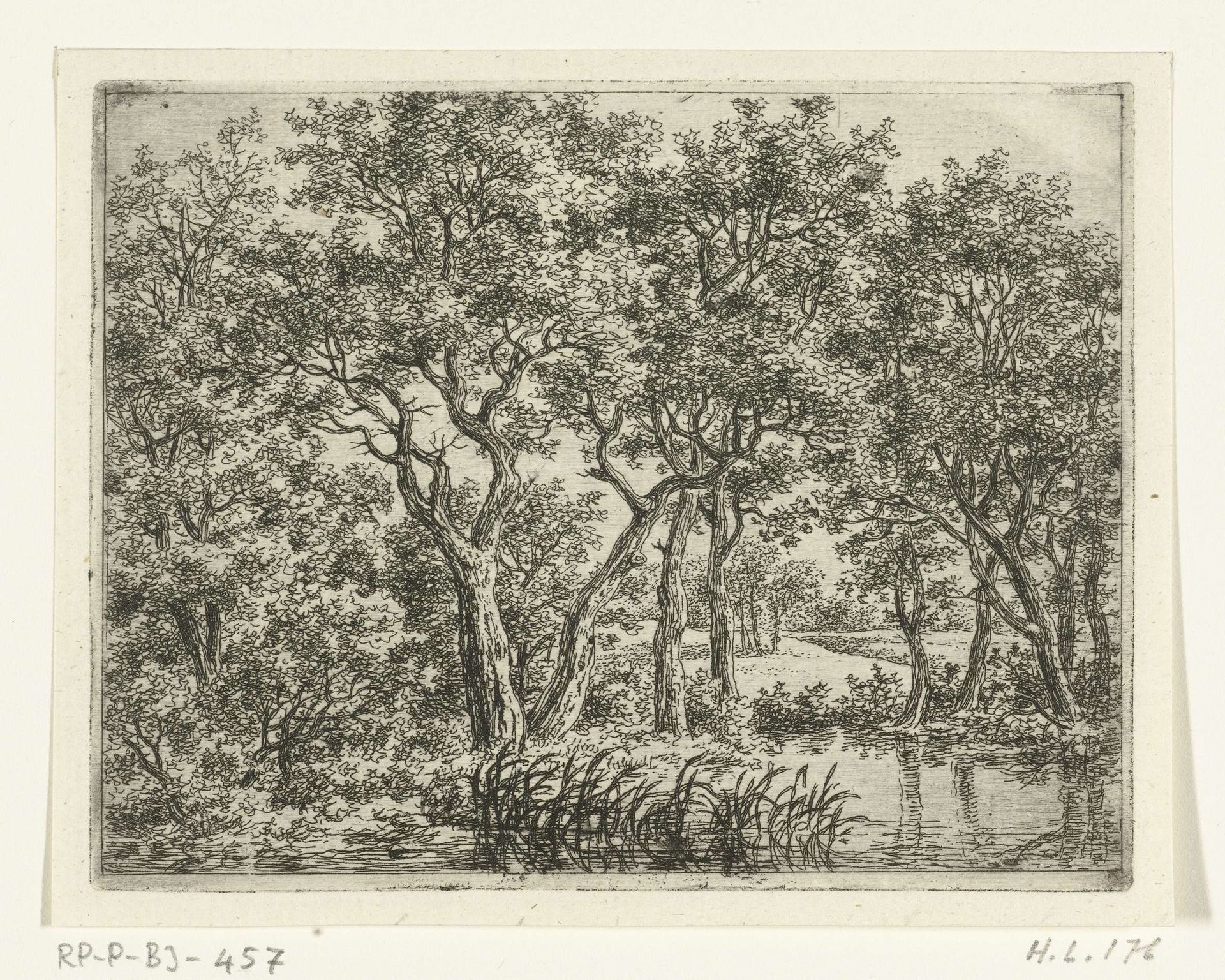 Boslandschap met vijver by Ernst Willem Jan Bagelaar