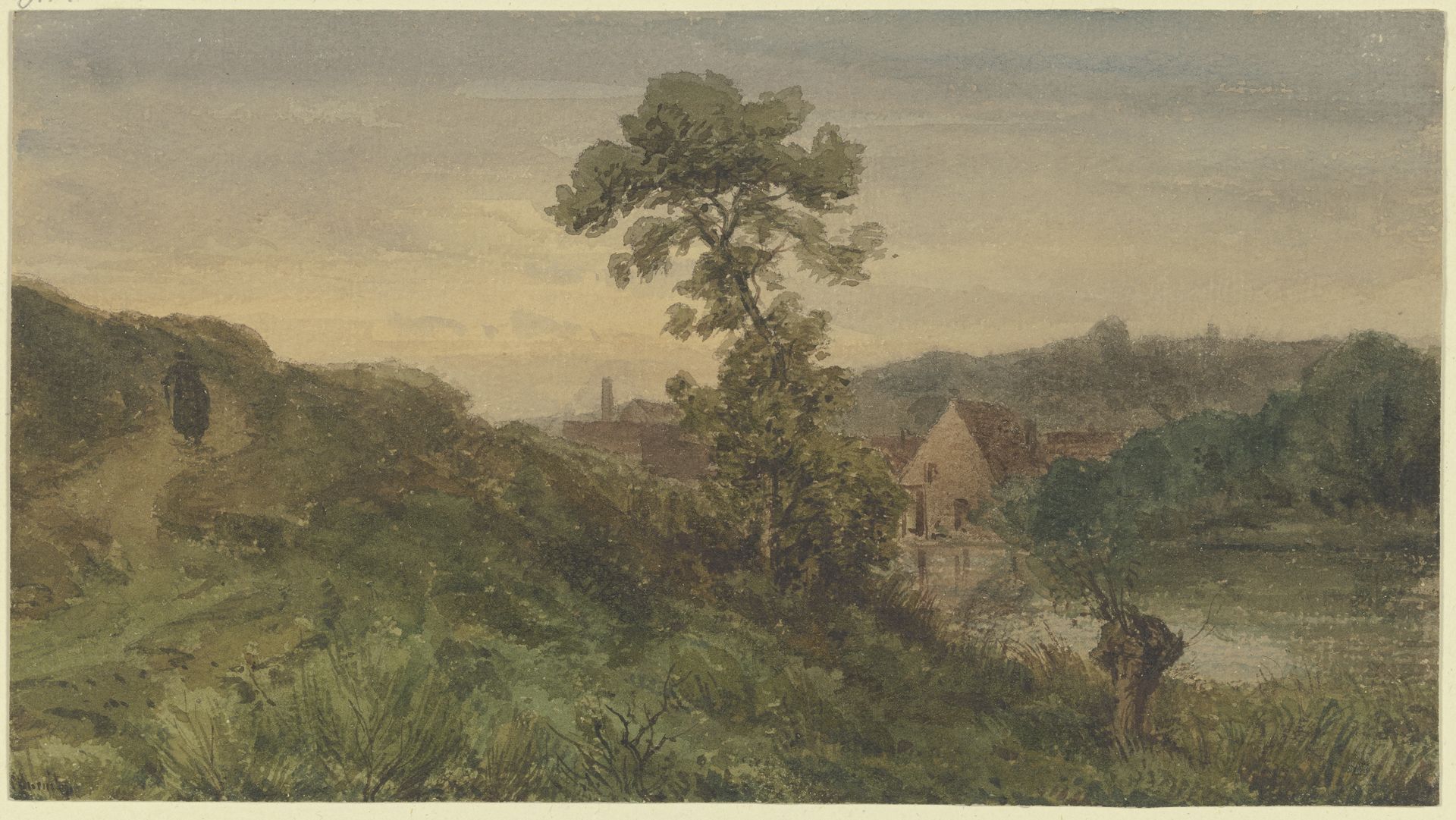 Flußufer, links ein Landweg by Karl Peter Burnitz