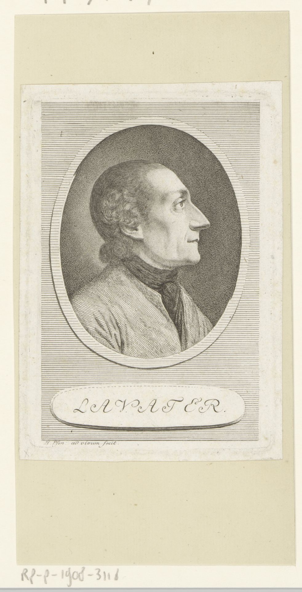 Portret van Johann Kaspar Lavater by Heinrich Pfenninger