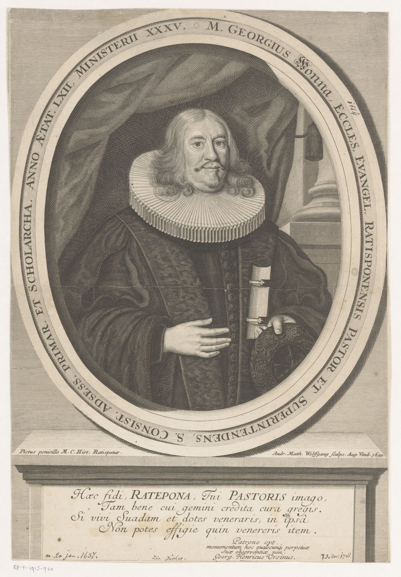 Portret van Georg Wonna by Andreas Matthäus Wolfgang