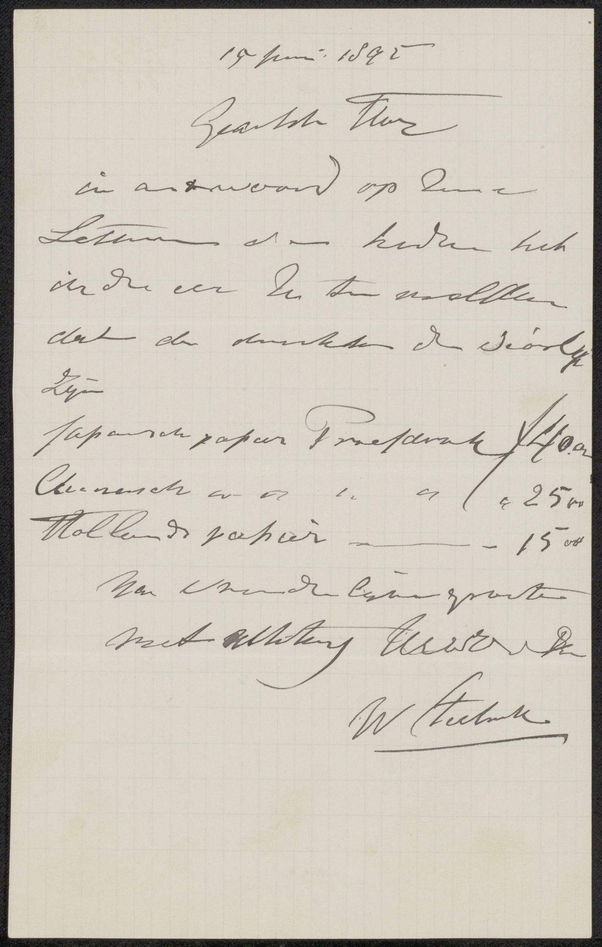 Brief aan anoniem by Willem (I) Steelink