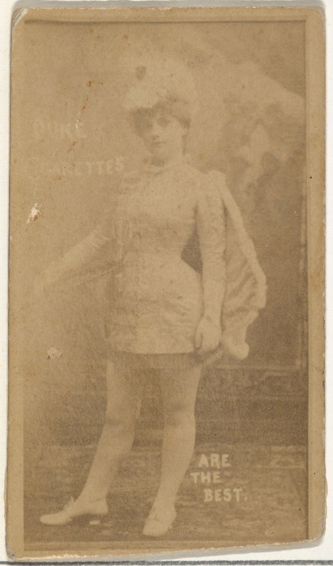 [Actress wearing plumed hat and cape], from the Actors and Actresses series (N145-6) issued by Duke Sons & Co. to promote Duke Cigarettes by W. Duke, Sons & Co.