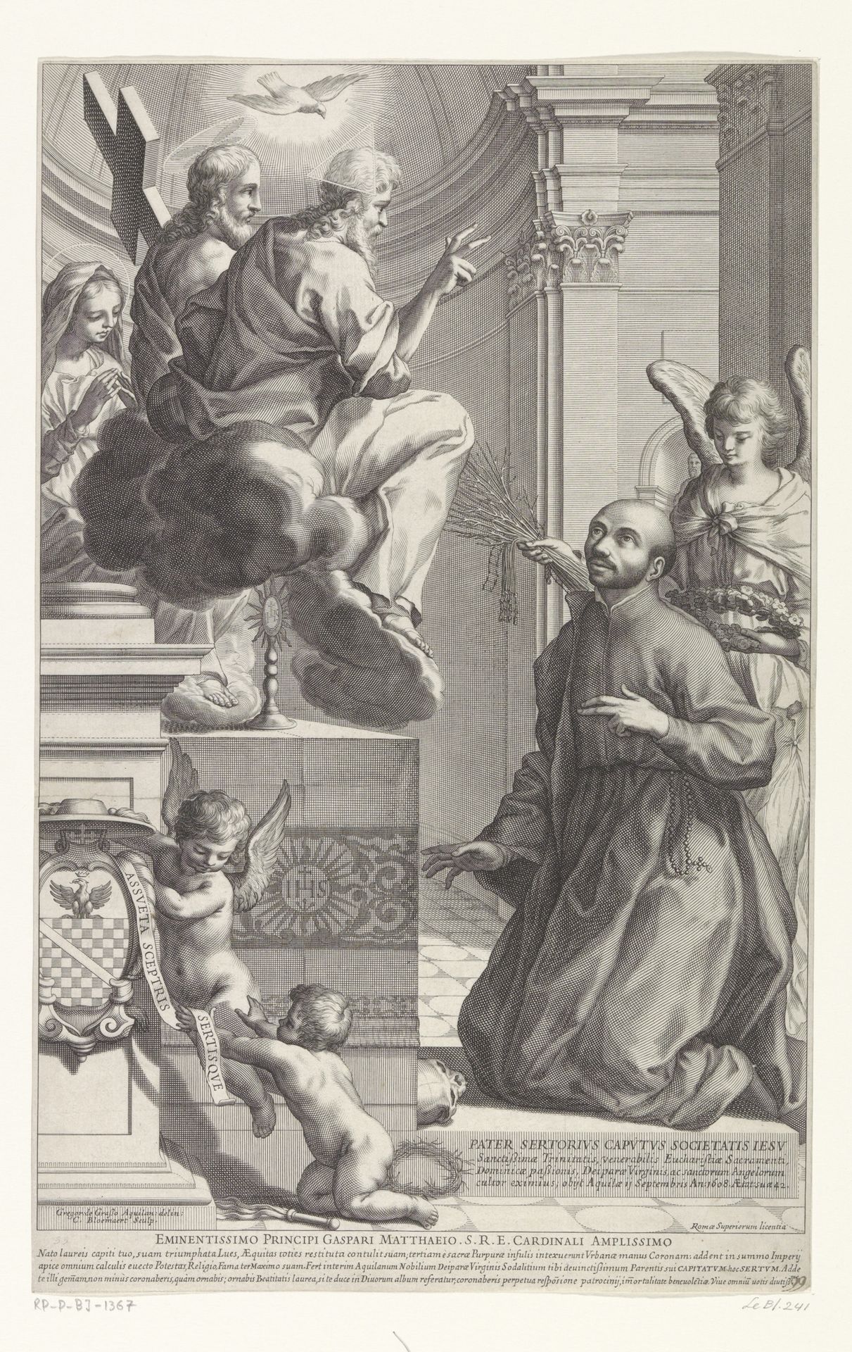 Sertorio Caputo voor de heilige Drieënheid by Cornelis Bloemaert