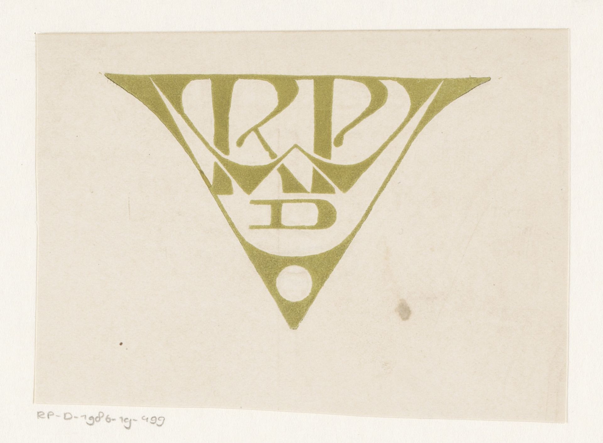 Vignet met monogram RWPdV by Reinier Willem Petrus de (1874-1952) Vries
