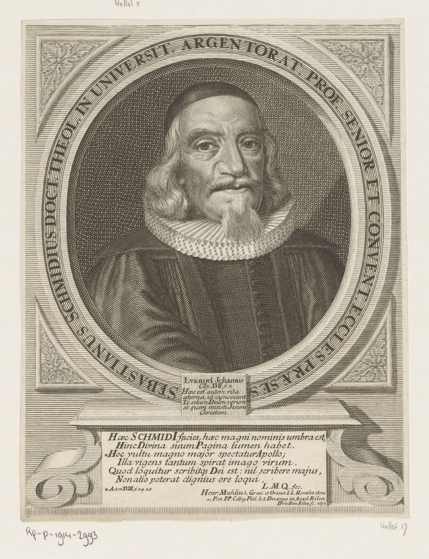 Portret van Sebastian Schmidt by Johann Friedlein