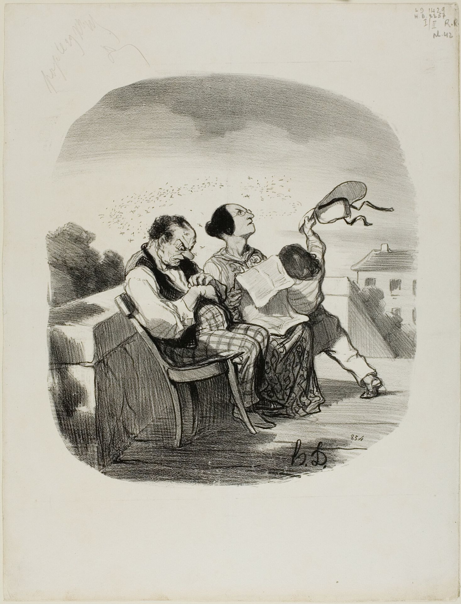 The Advantage of Sharing the Fresh Air on an Italian Terrace Together with a Great Number of Insects, plate 42 from Pastorales by Honoré Daumier