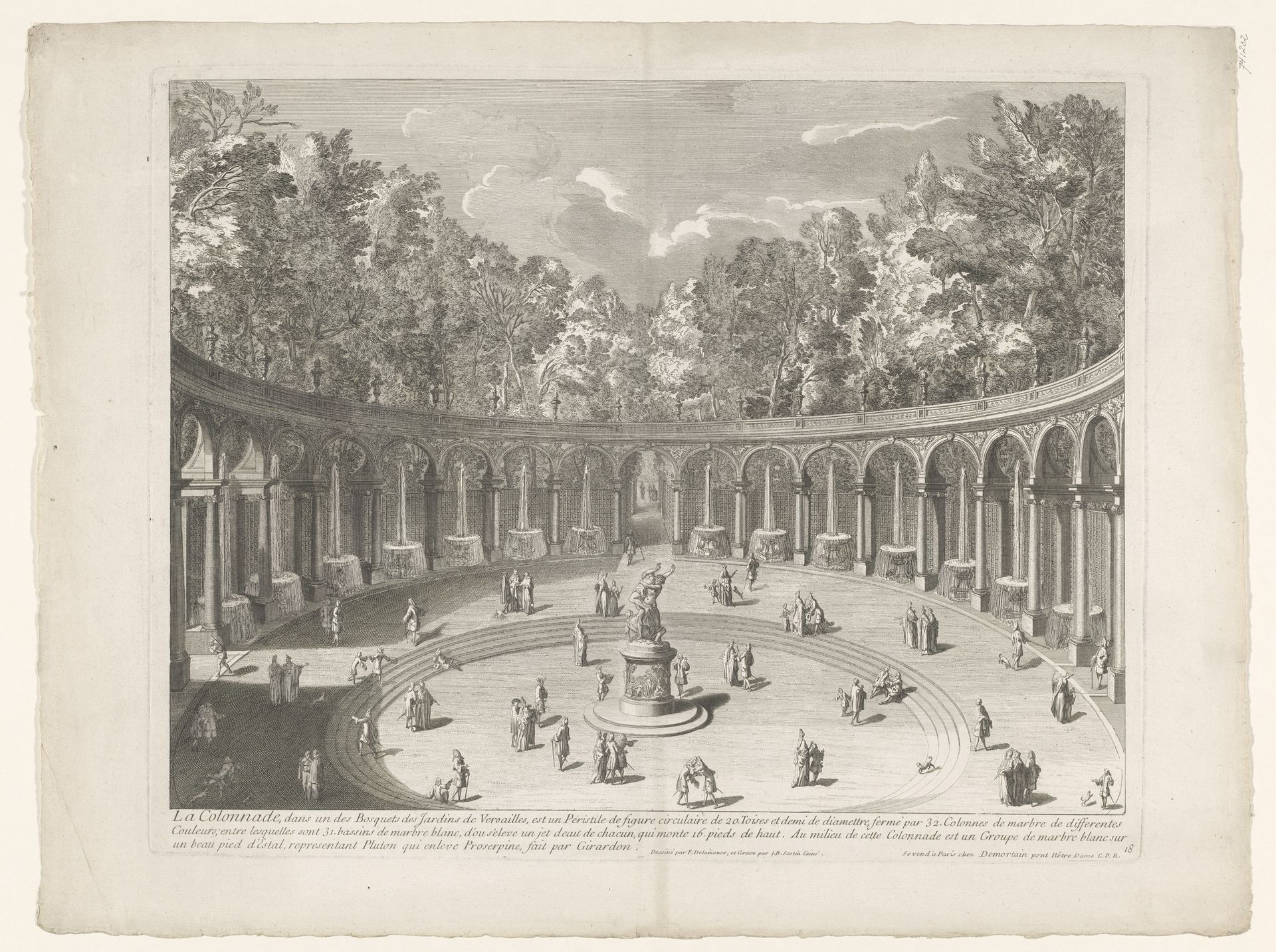 De colonnade in de tuin van Versailles by Jean Baptiste (I) Scotin
