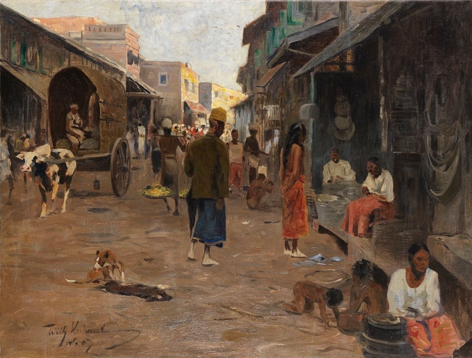Straßenszene auf Ceylon by Wilhelm Kuhnert