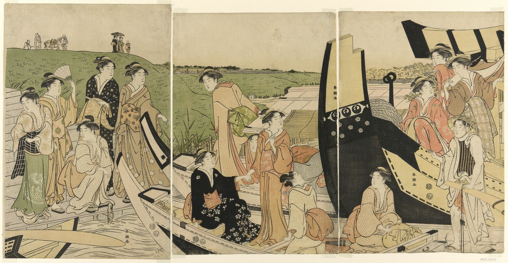 Pleasure Boats at a Landing by Katsukawa Shunchō