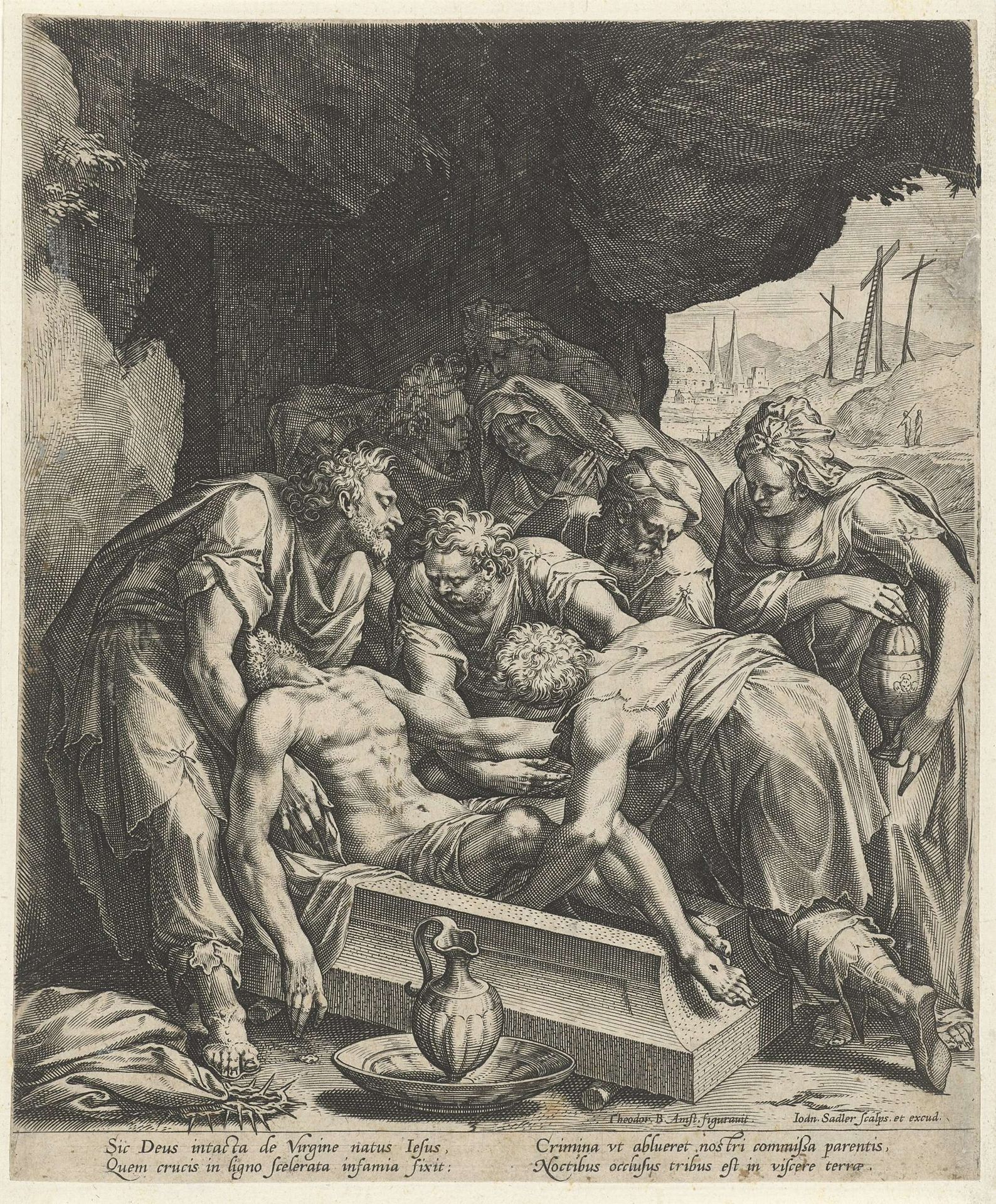 Graflegging van Christus by Johann Sadeler I