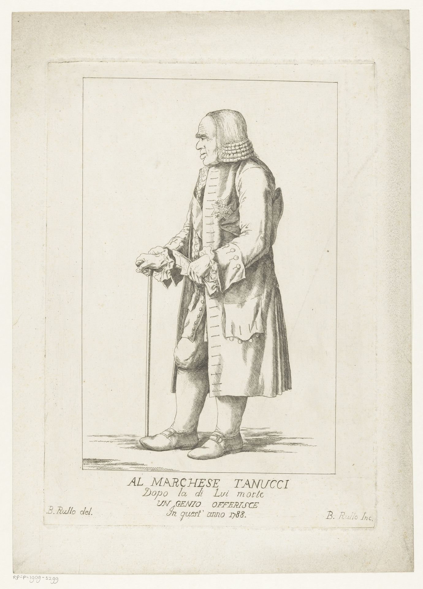 Portret van Bernardo Tanucci by B. Rullo
