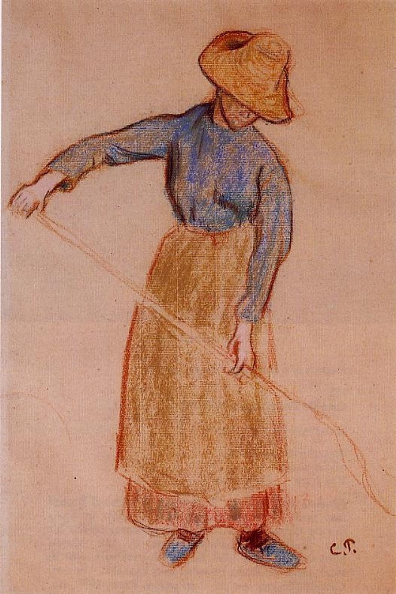 Peasant with a Pitchfork by Camille Pissarro