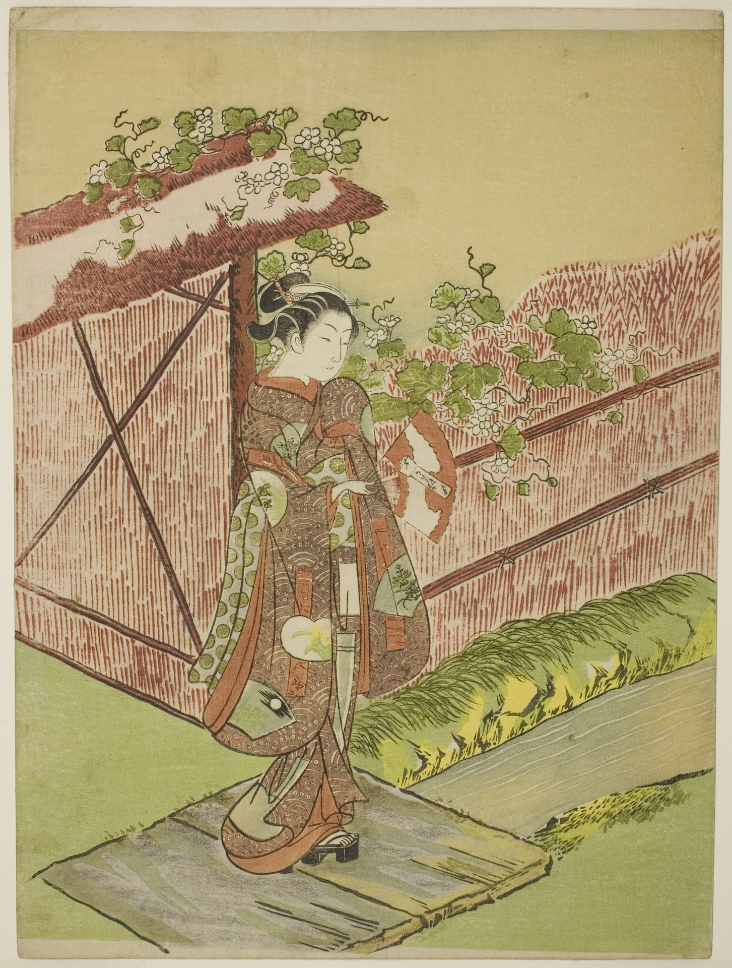 Meeting her Lover (parody of the Yugao chapter of "Tale of Genji") by Suzuki Harunobu 鈴木春信