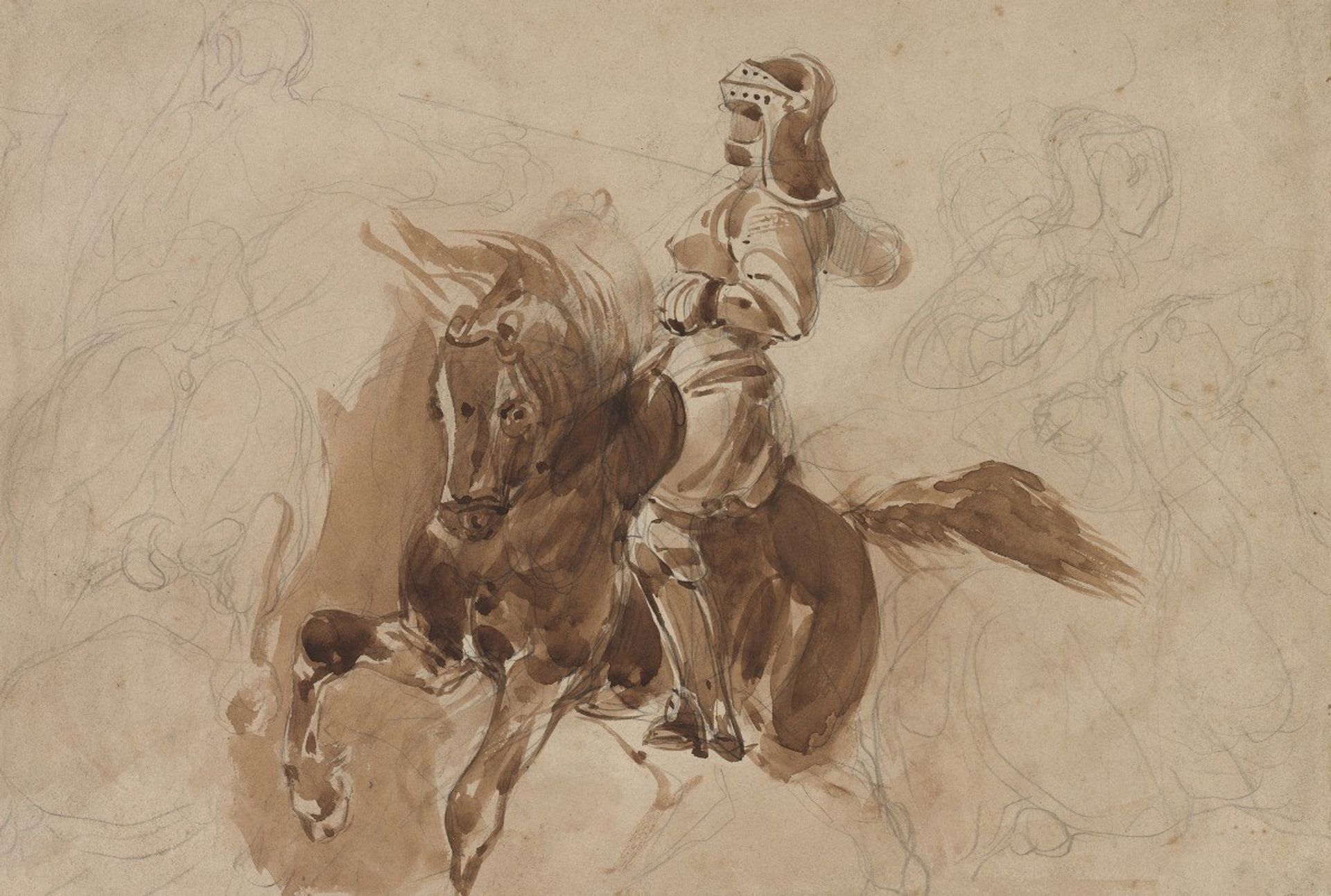 Armored Figure on Horseback by Eugène Delacroix