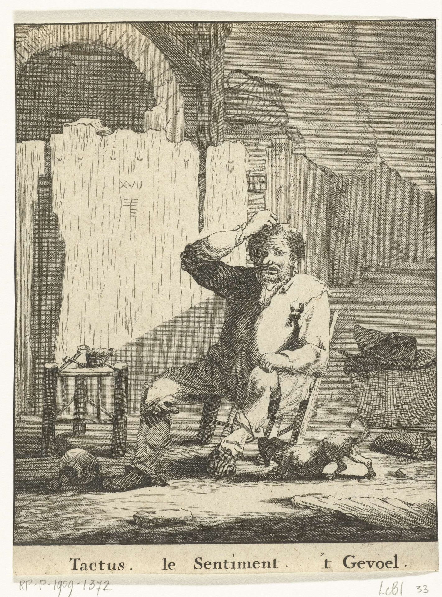 Het Gevoel: man met buil op zijn hoofd by Abraham de Blois