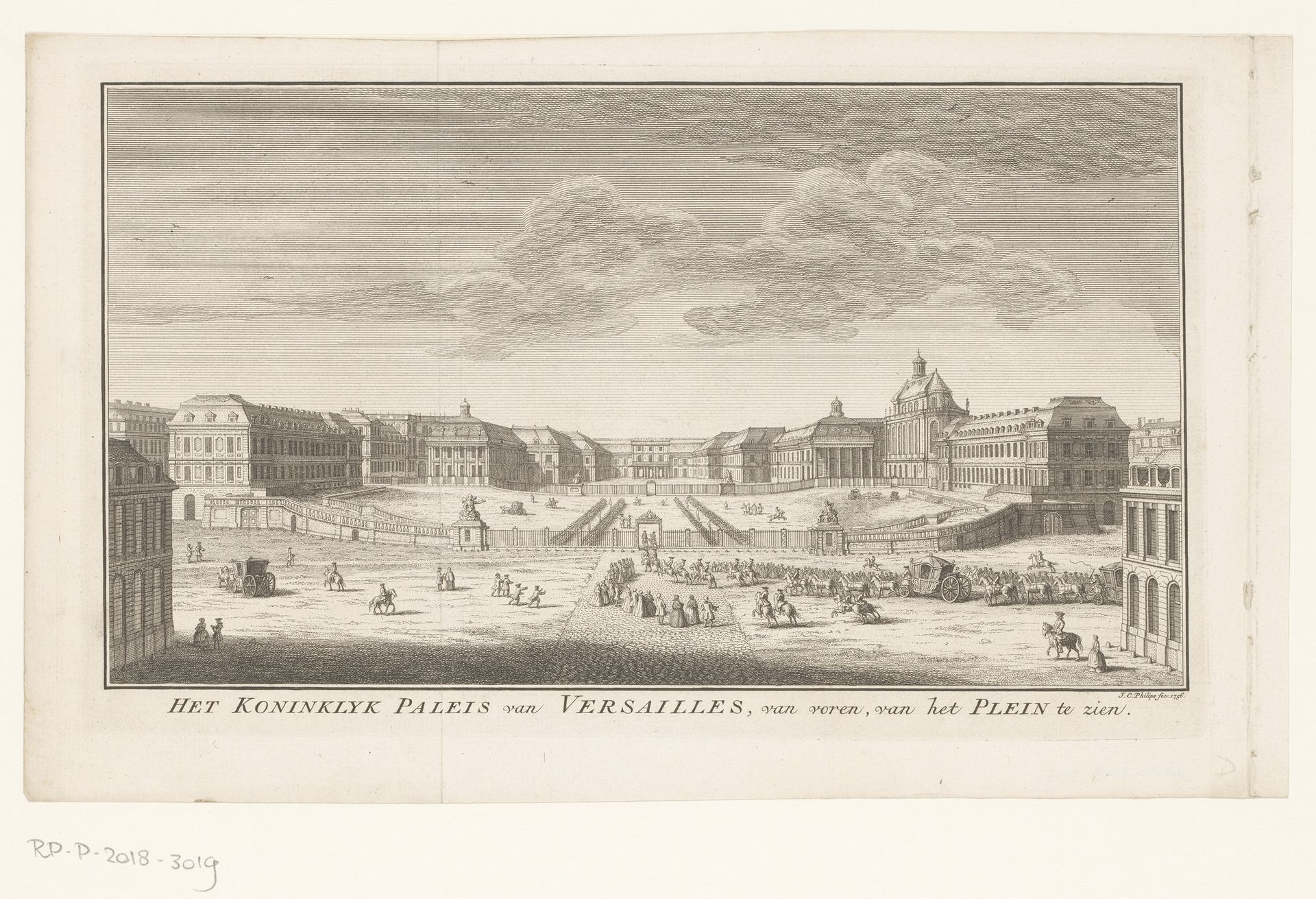 Gezicht op het paleis van Versailles by Jan Caspar Philips