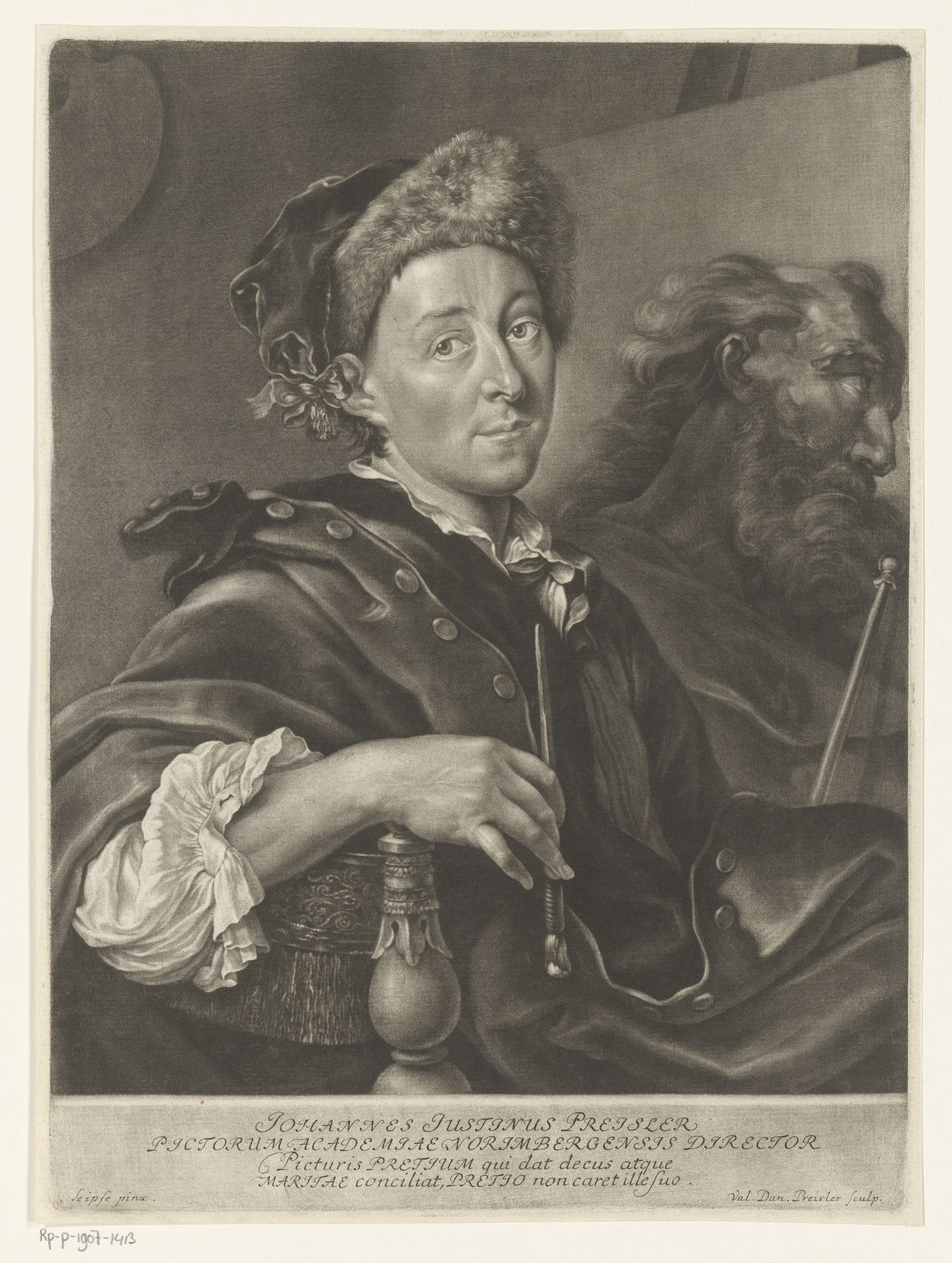 Portret van Johann Justin Preissler by Valentin Daniel Preissler