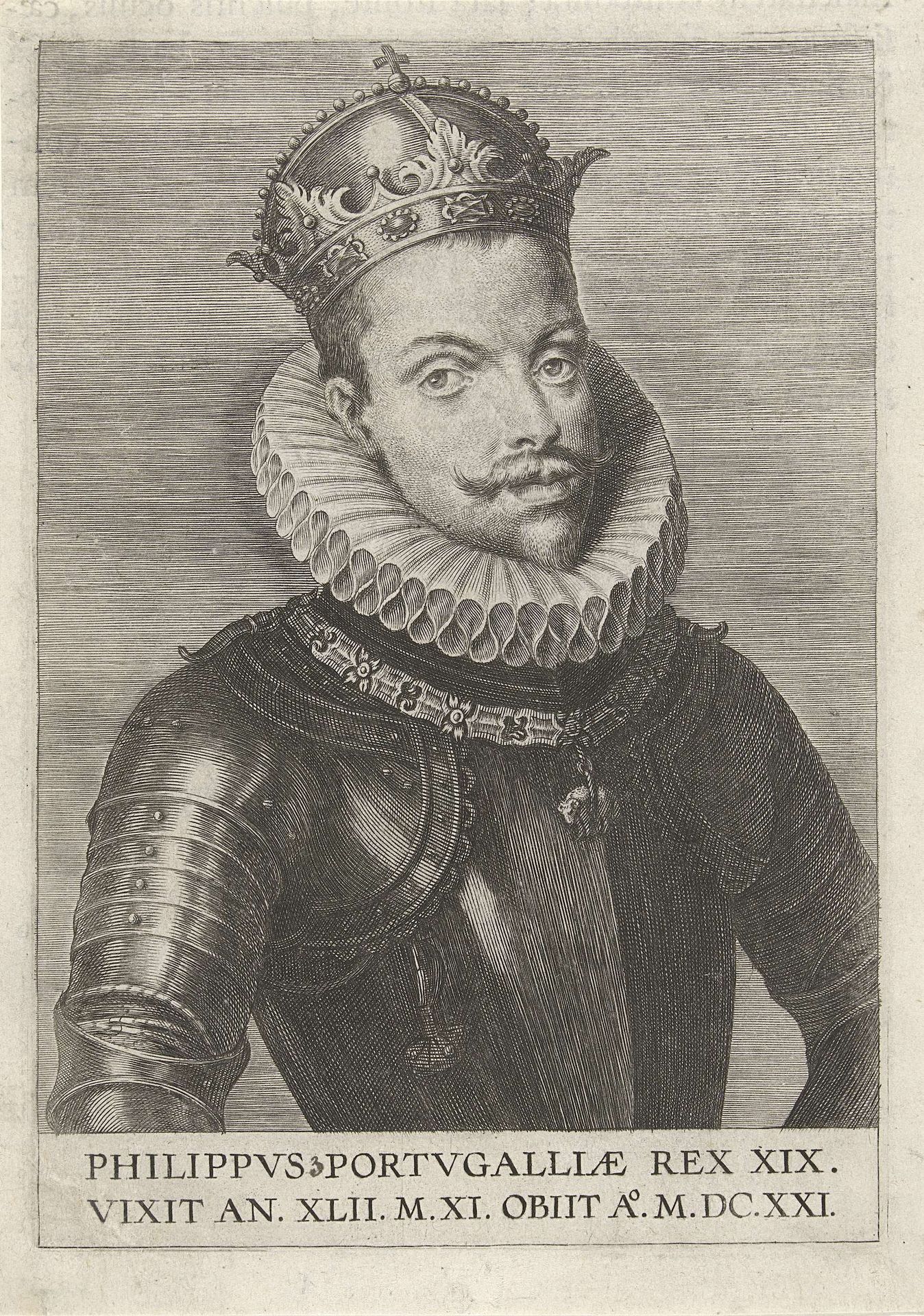 Portret van koning Filips III van Spanje, als koning van Portugal by Cornelis Galle I