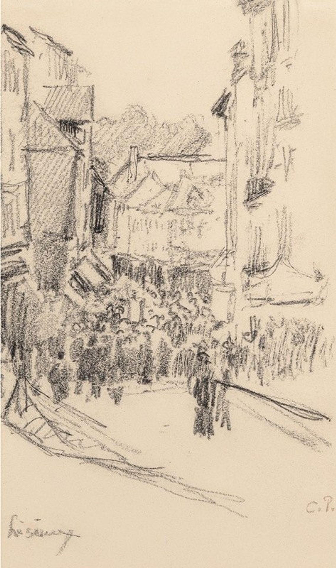 Scene de rue, Lisieux by Camille Pissarro
