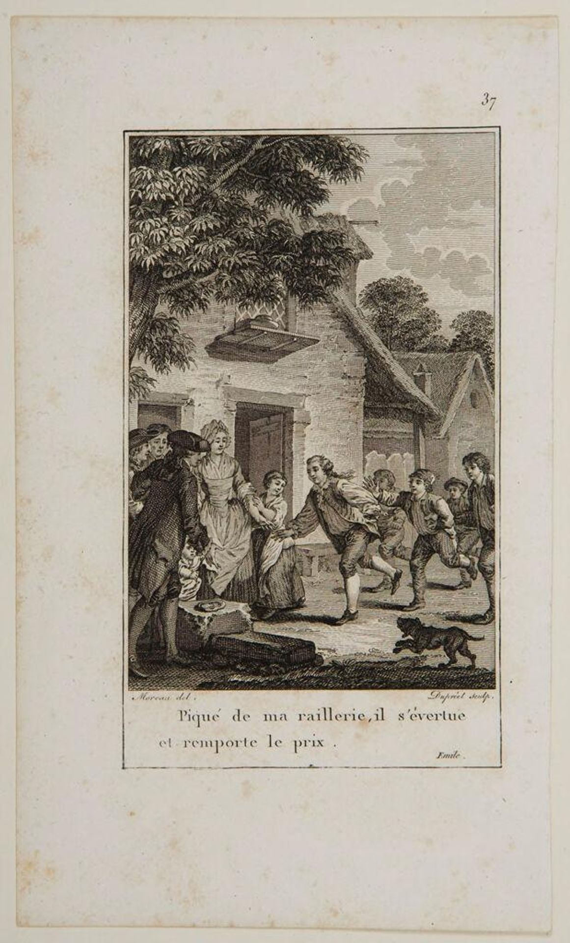 Spurred by my mockery, he exerted himself and won the prize. by Jean Baptiste Michel DuprÃ©el