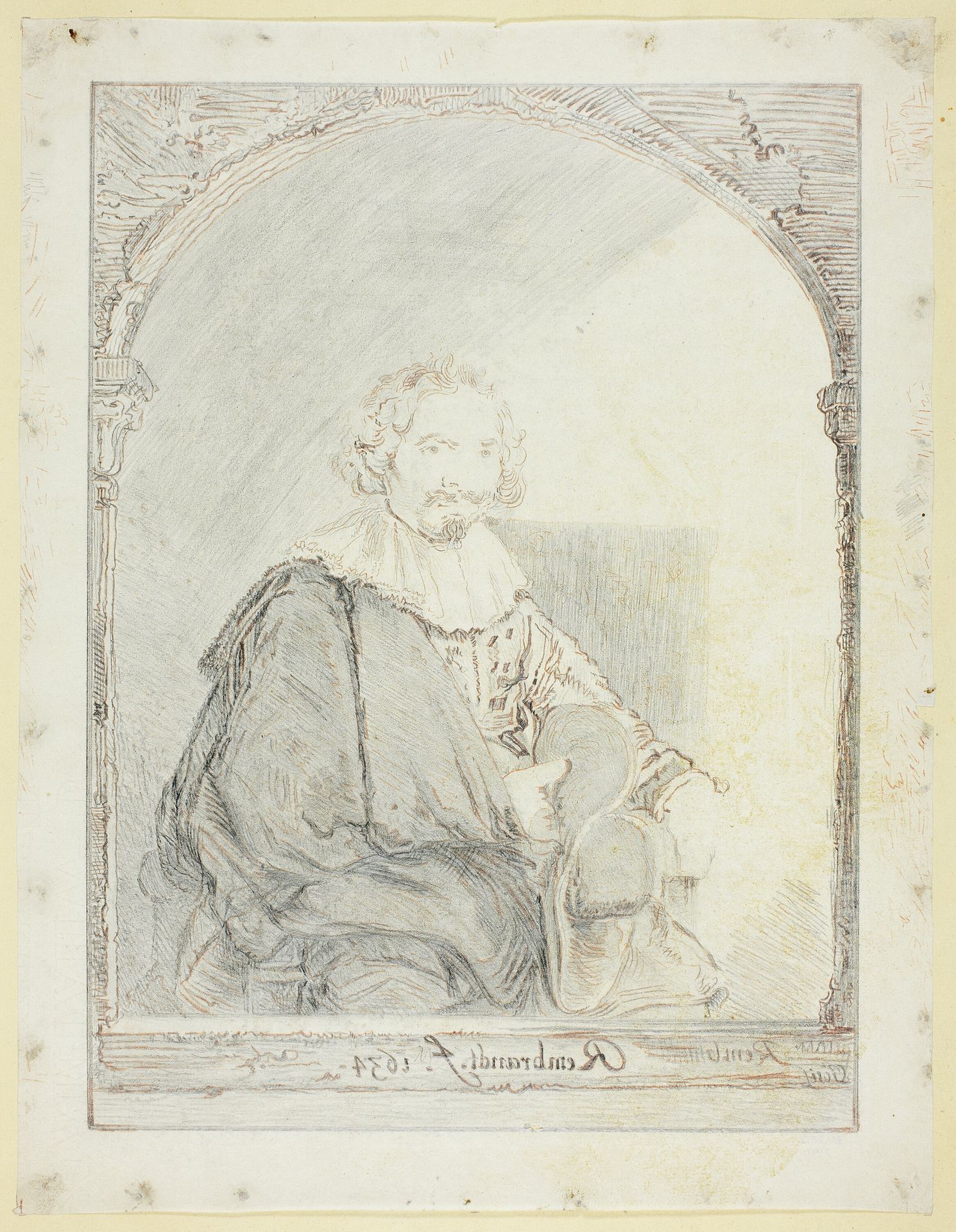 Study for Portrait of a Man in an Arm Chair, from Collection d'imitations de Dessins d'après les Principaux Maîtres Hollandais et Flamands by Christian Josi