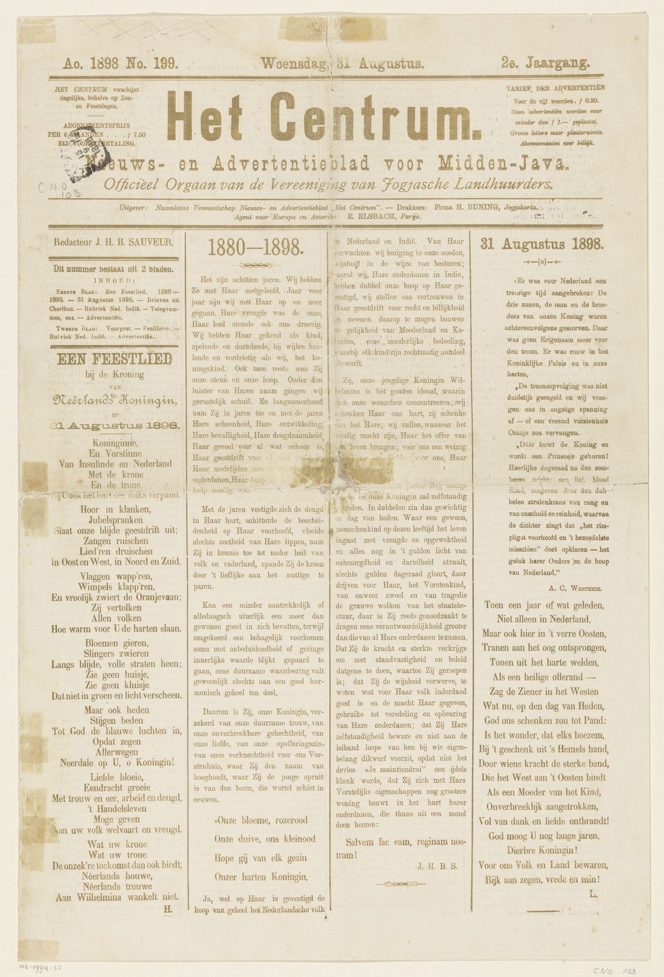 Het Centrum: Nieuws- en Advertentieblad voor Midden Java by H. Buning