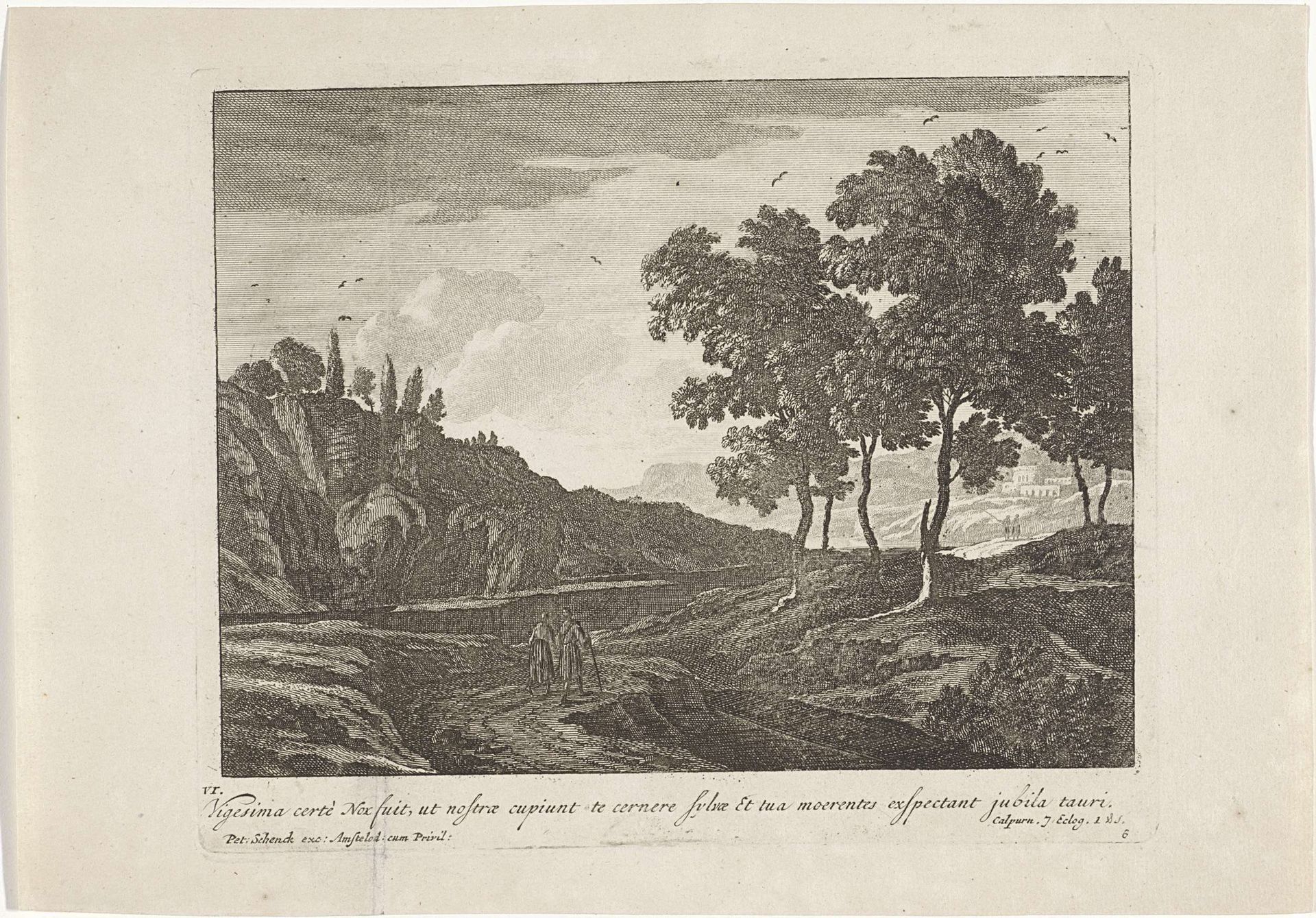 Heuvellandschap met wandelaars by Anonymous