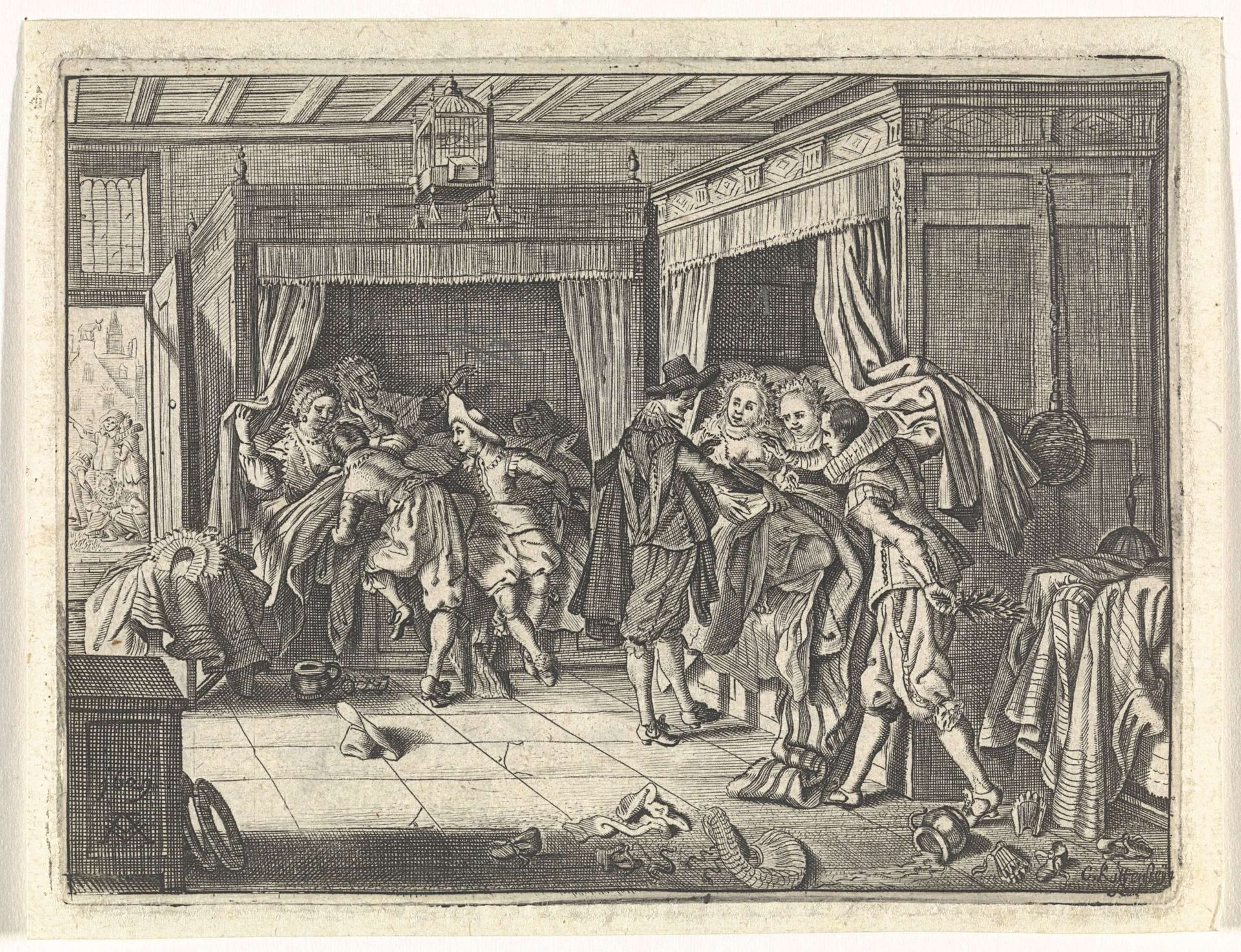 Het wekken van de meisjes by Cornelis van Kittensteyn