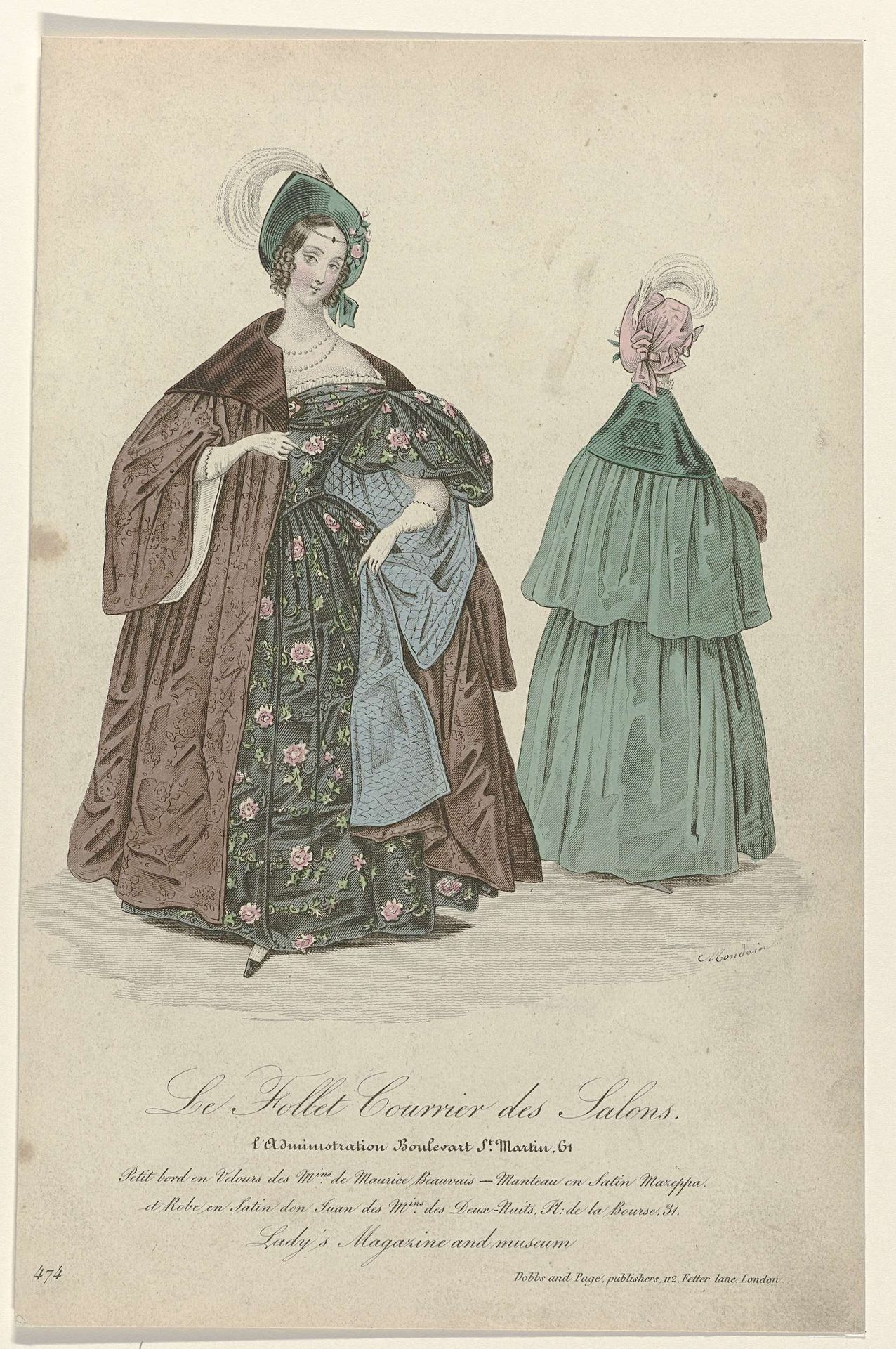 Le Follet Courrier des Salons, Lady's Magazine and museum, 1835-1836, No. 474: Petit bord en velours (...) by Eugène Mondain