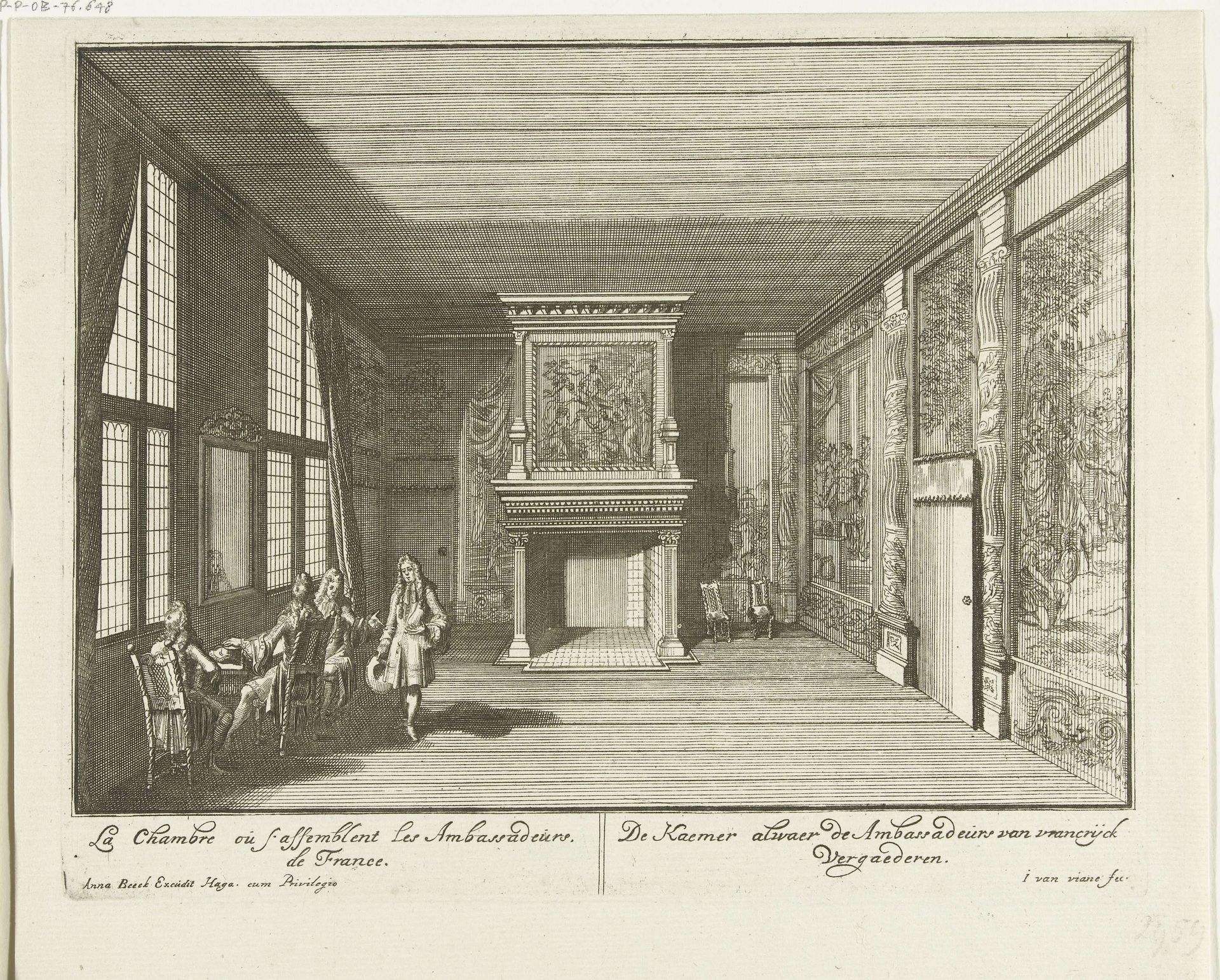 Kamer van de Franse ambassadeurs in het Huis ter Nieuburch in Rijswijk, 1697 by Jan van Vianen