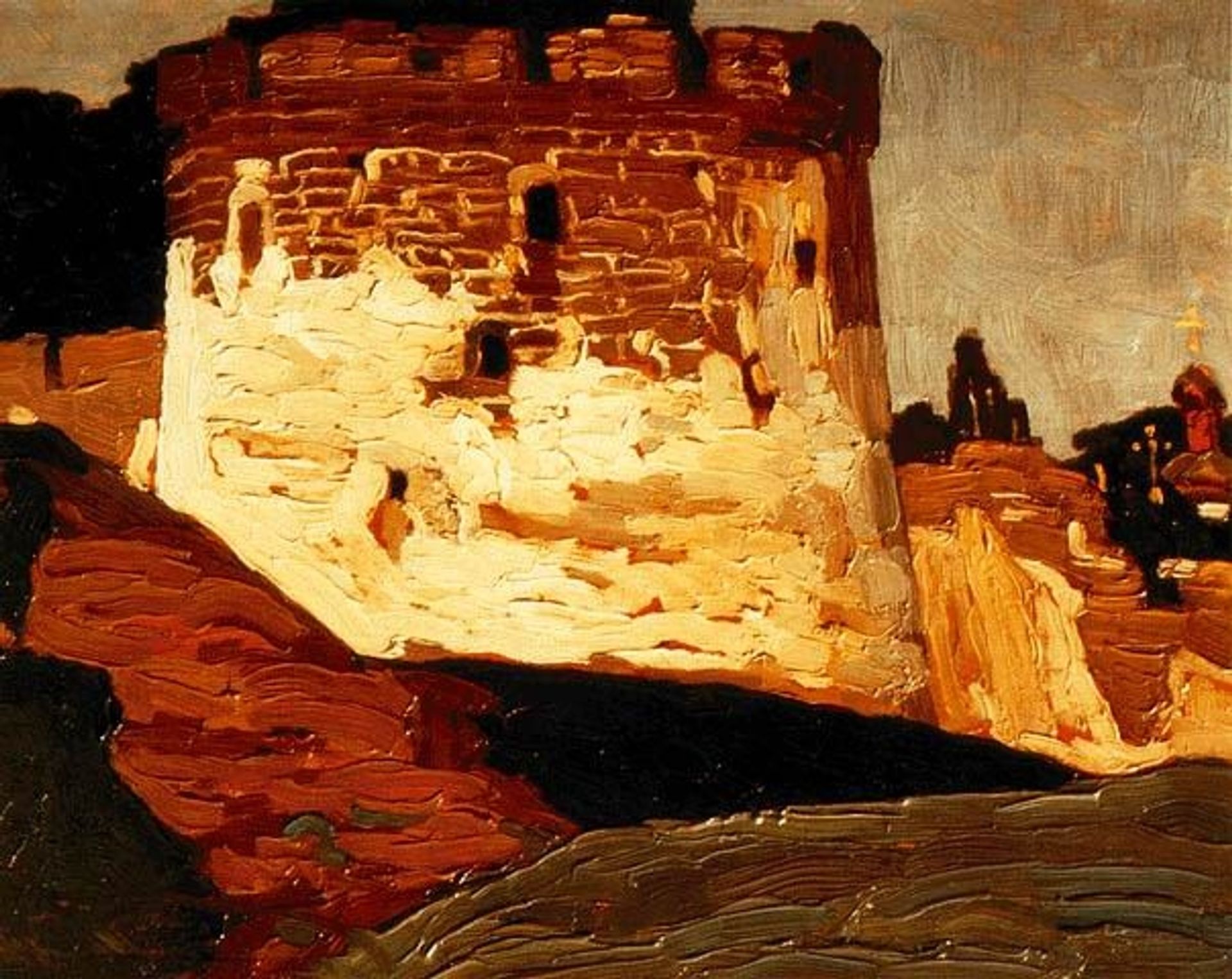 Pechora. Monastery walls and towers. by Nicholas Roerich
