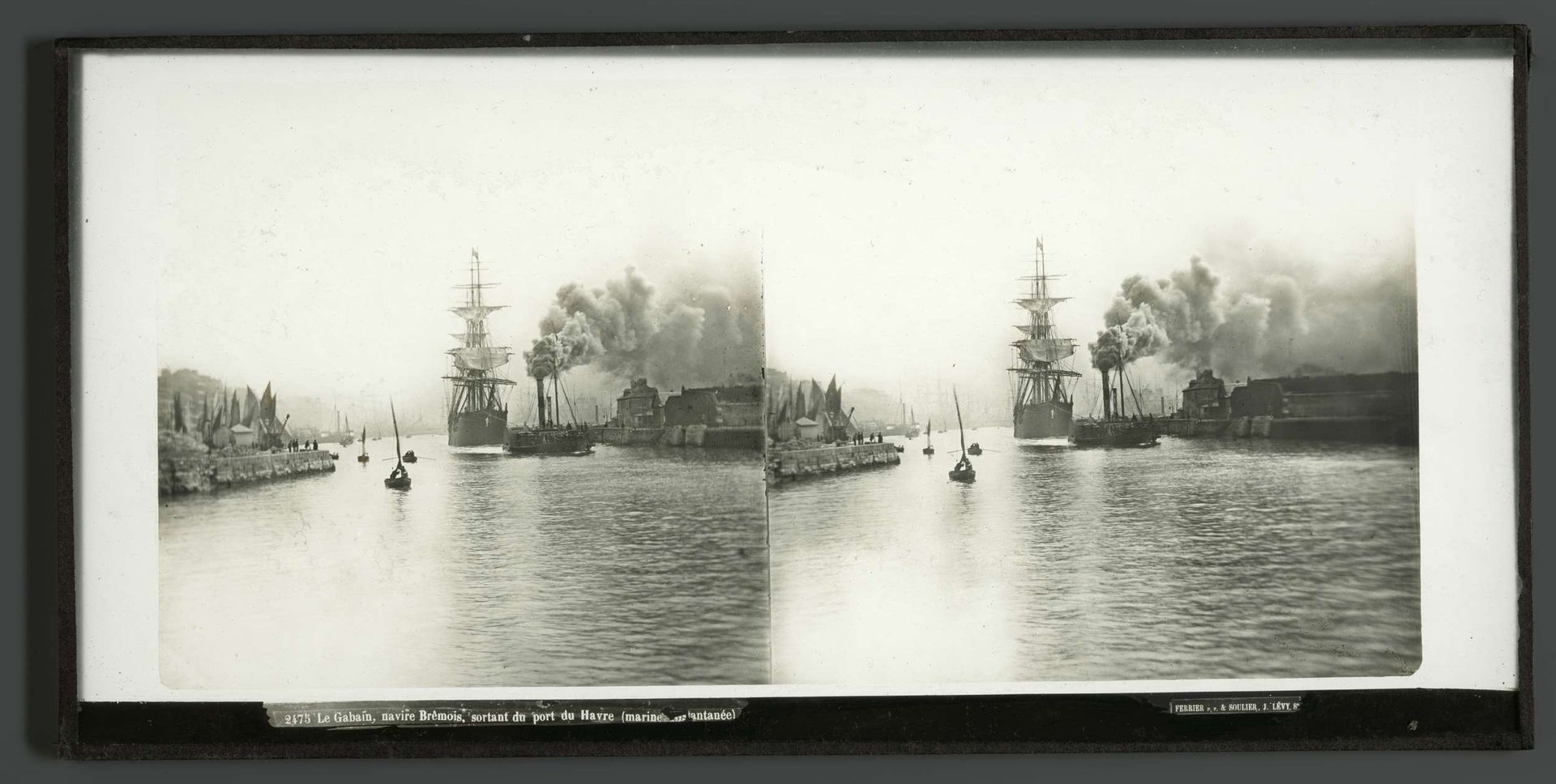 Zeegezicht in de haven van Le Havre by Ferrier Père-Fils et Soulier