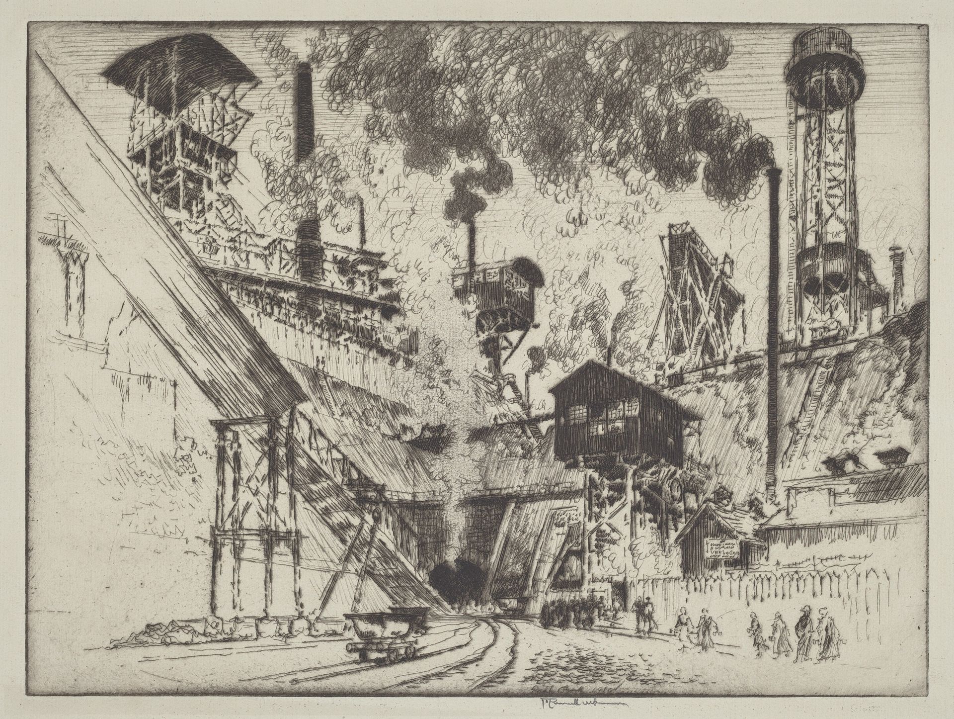 Mouth of the Mine, Ruhrort near Oberhausen by Joseph Pennell