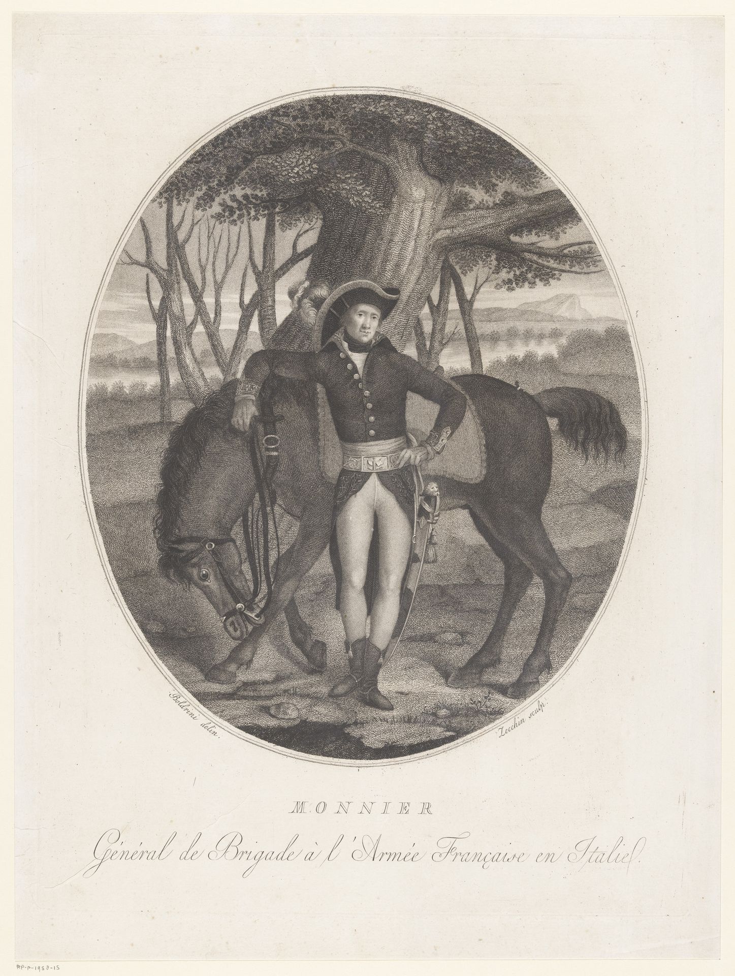 Portret van een onbekende man bij een paard by Antonio Zecchin