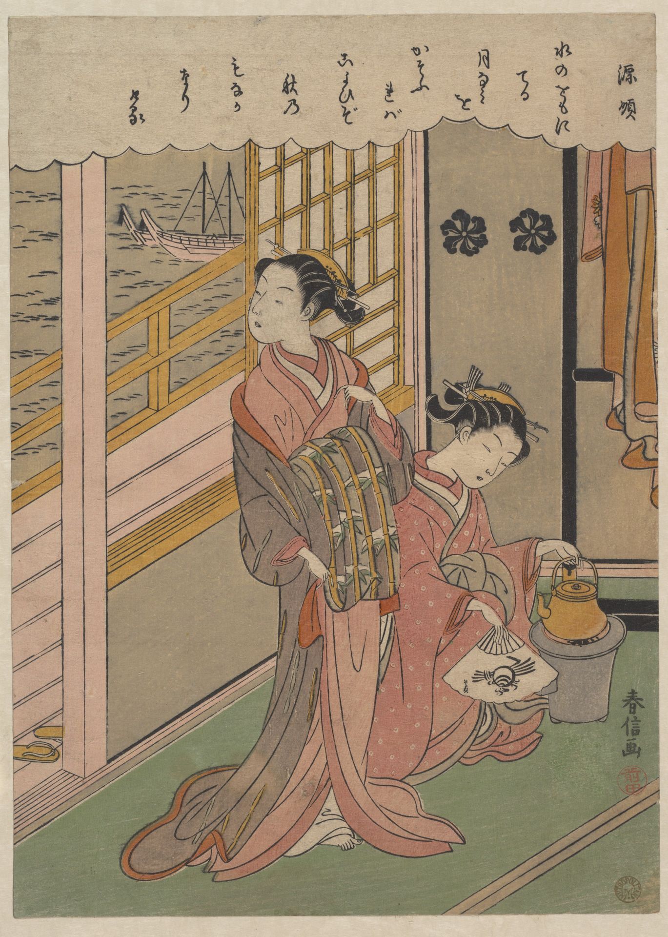 Waves on Moonlight by Suzuki Harunobu 鈴木春信