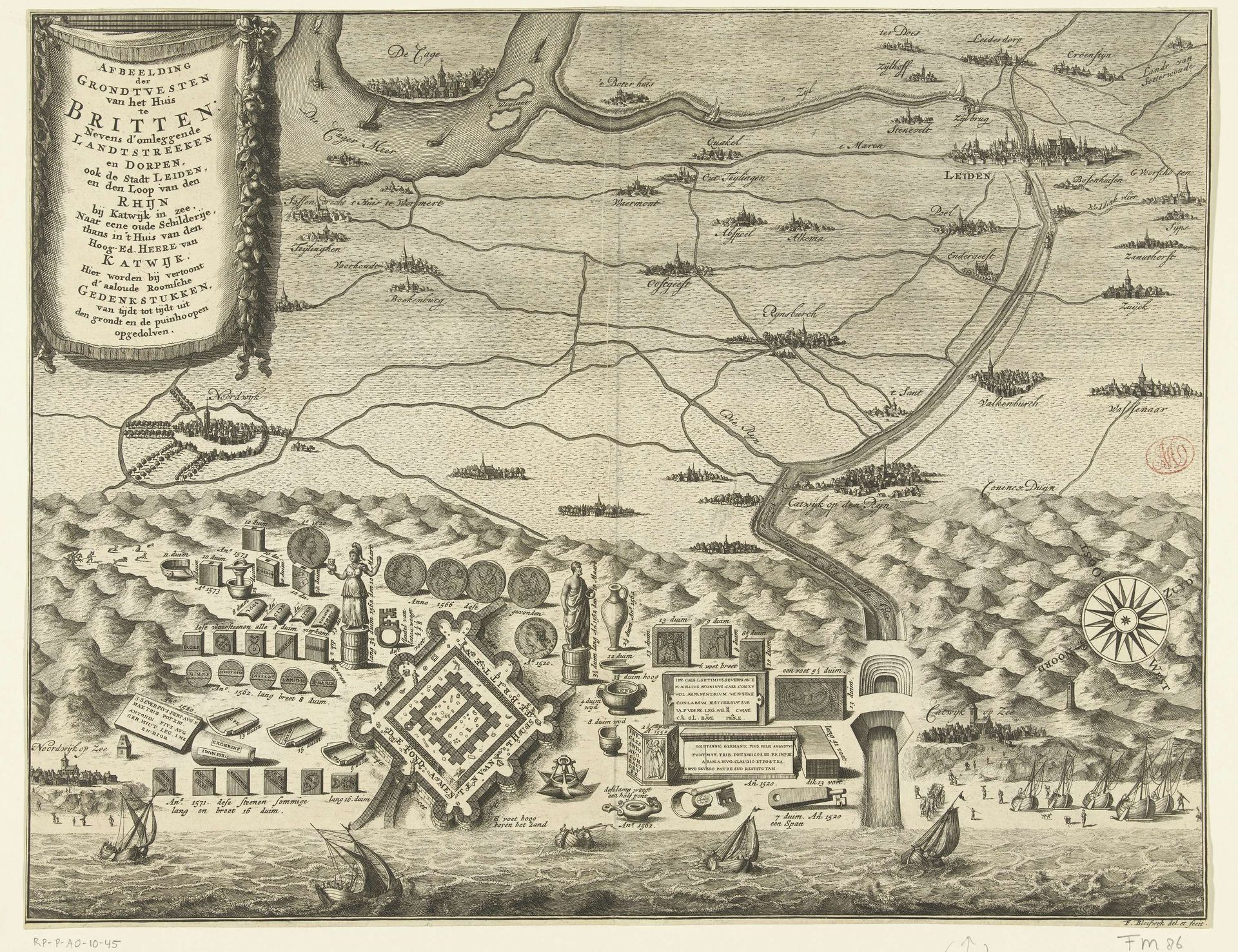 Kaart met plattegrond van het Huis te Britten by François van Bleyswijck