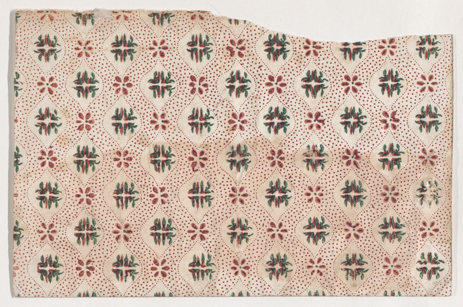 Sheet with overall floral and dot pattern by Anonymous