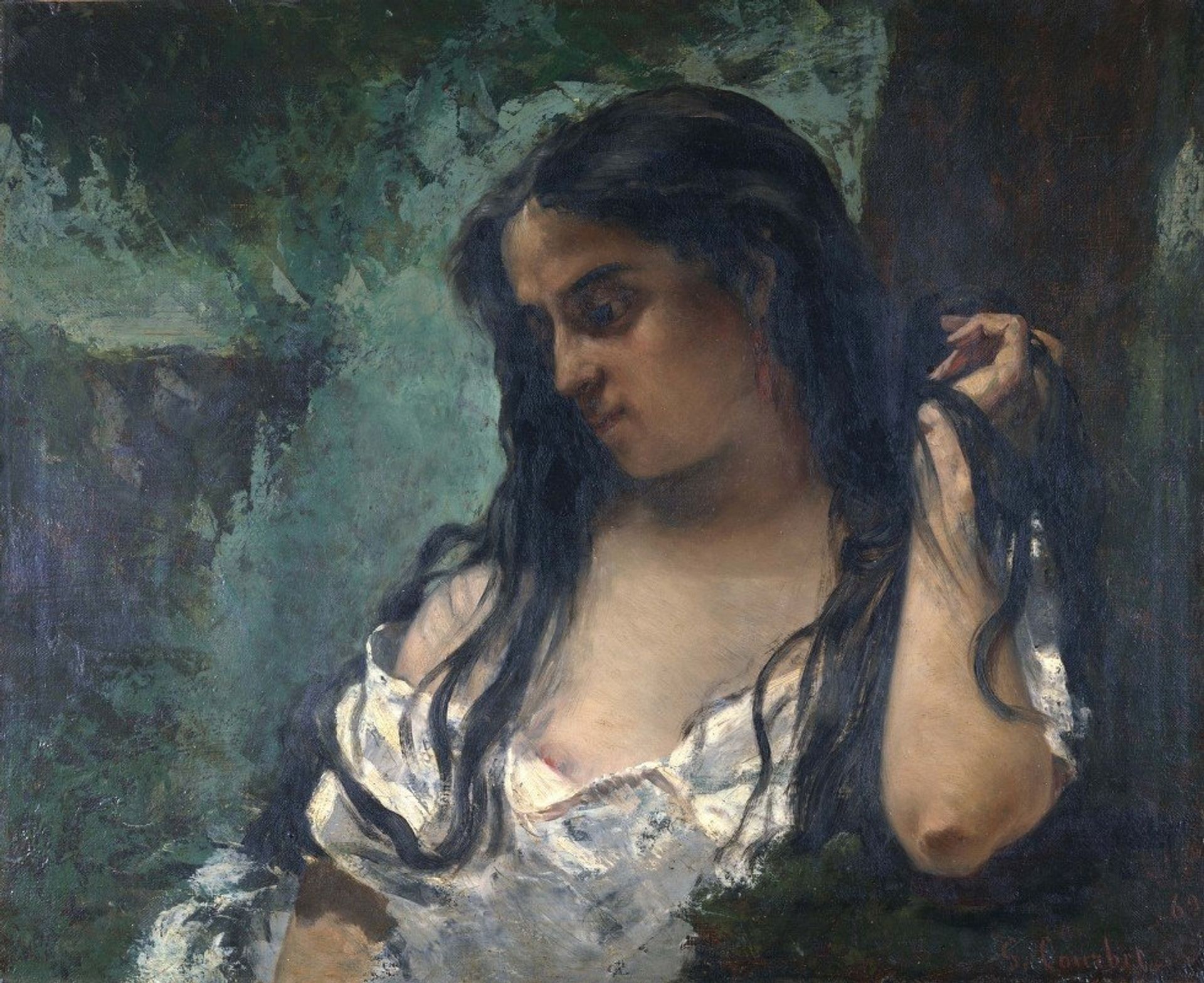 Gypsy In Reflection by Gustave Courbet