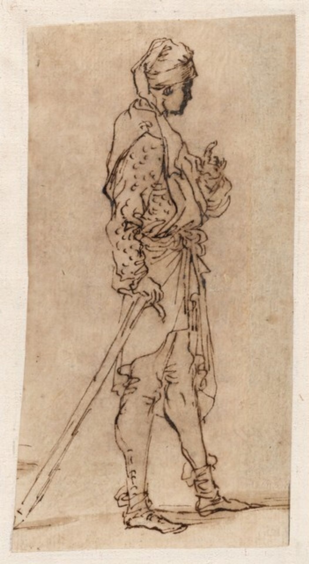 A Standing Man Leaning on a Stick by Salvator Rosa