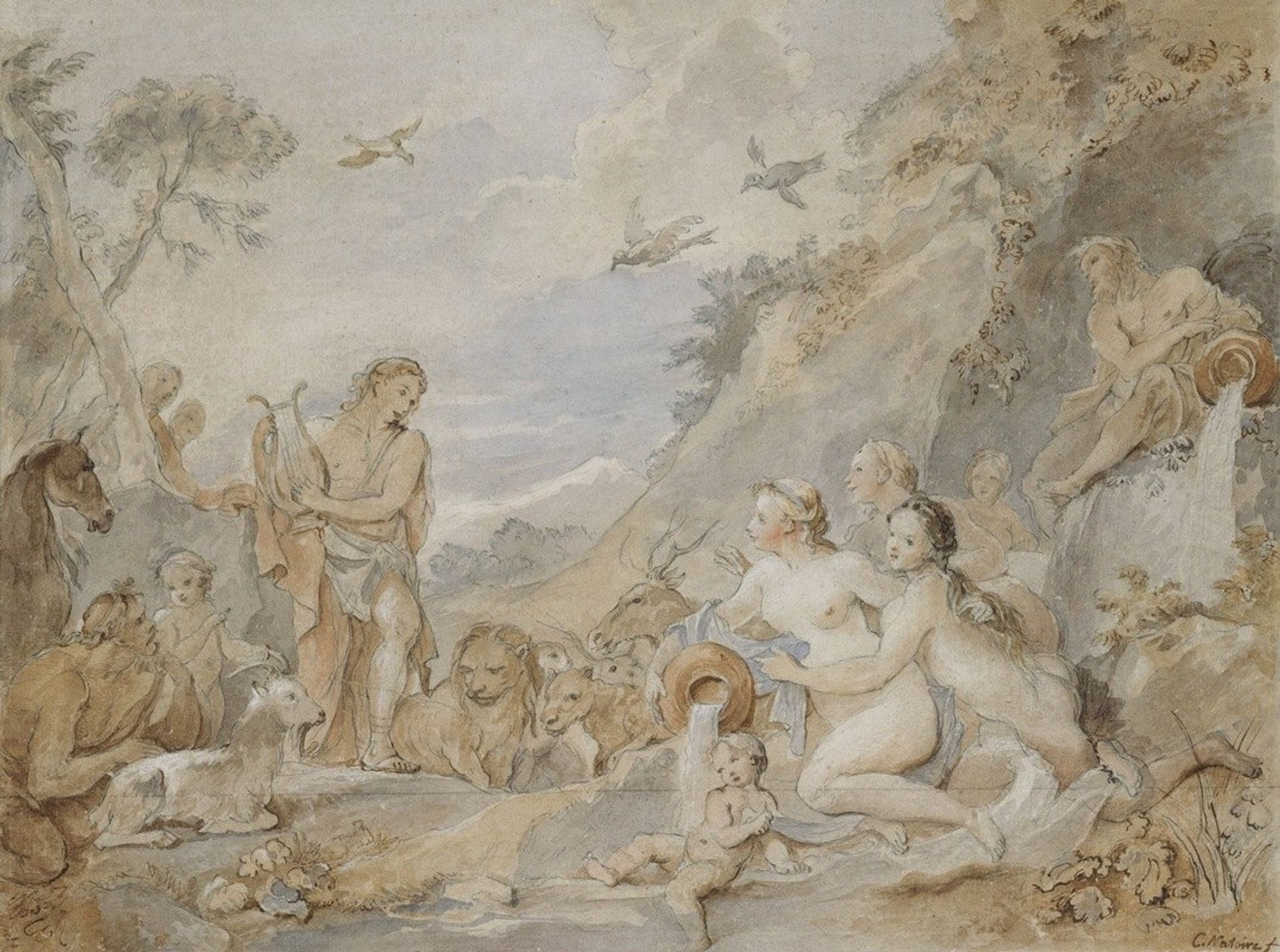 Orpheus Charming the Nymphs, Dryads, and Animals by Charles-Joseph Natoire