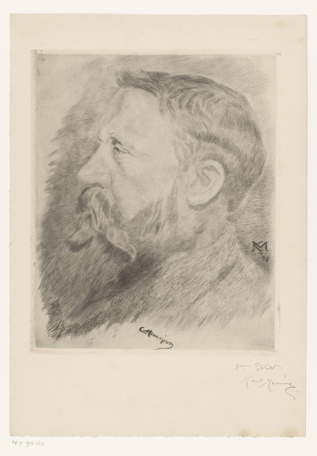 Portret van Constantin Emile Meunier by Karl Meunier