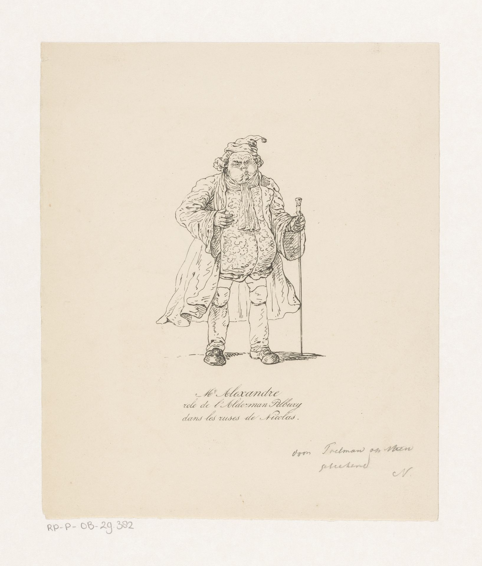 Dikke man met stok by Paulus Charles Gerard Poelman