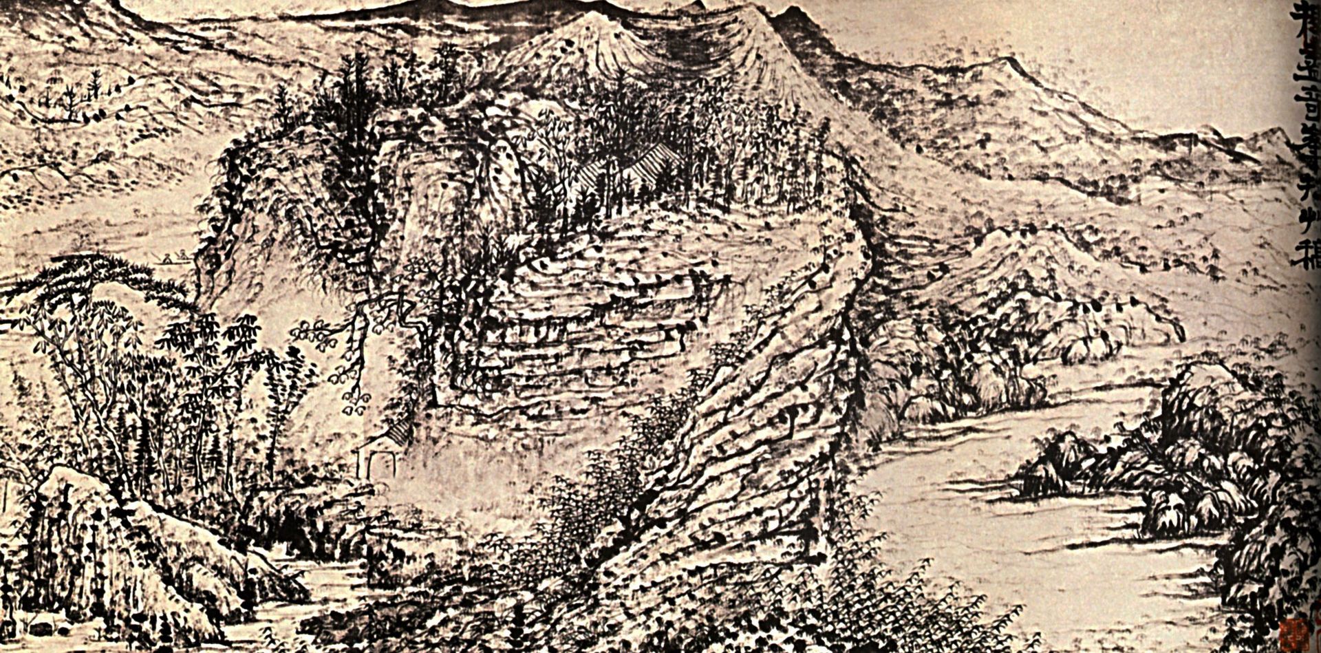I went through all the fabulous mountains and I fixed the sketch by Shitao