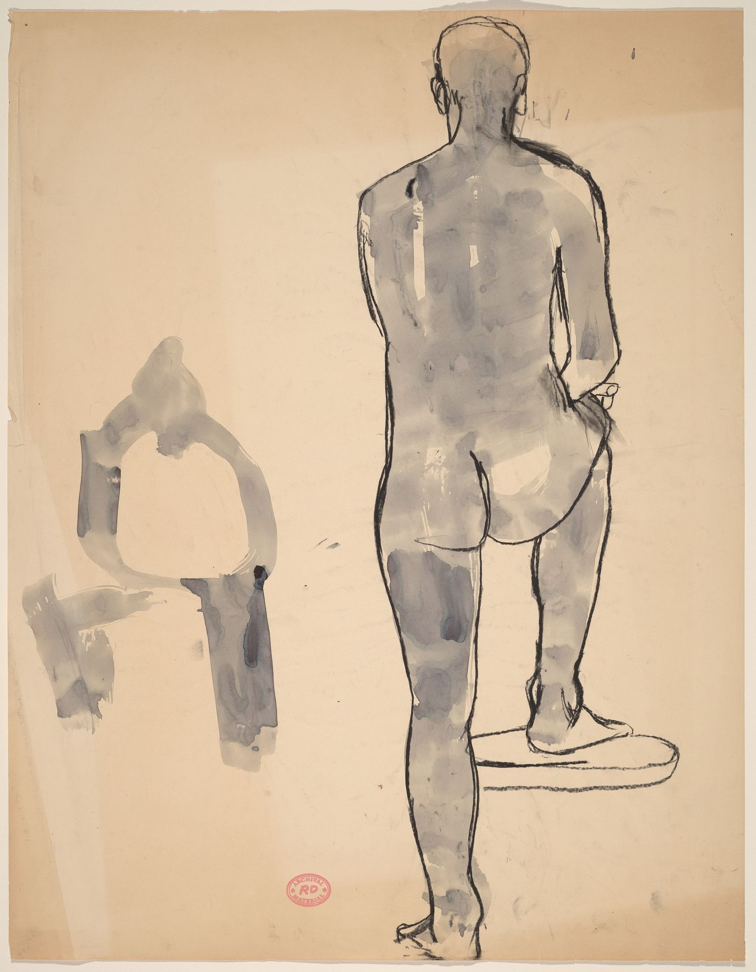 Untitled [back view of a male nude and a gesture study] by Richard Diebenkorn